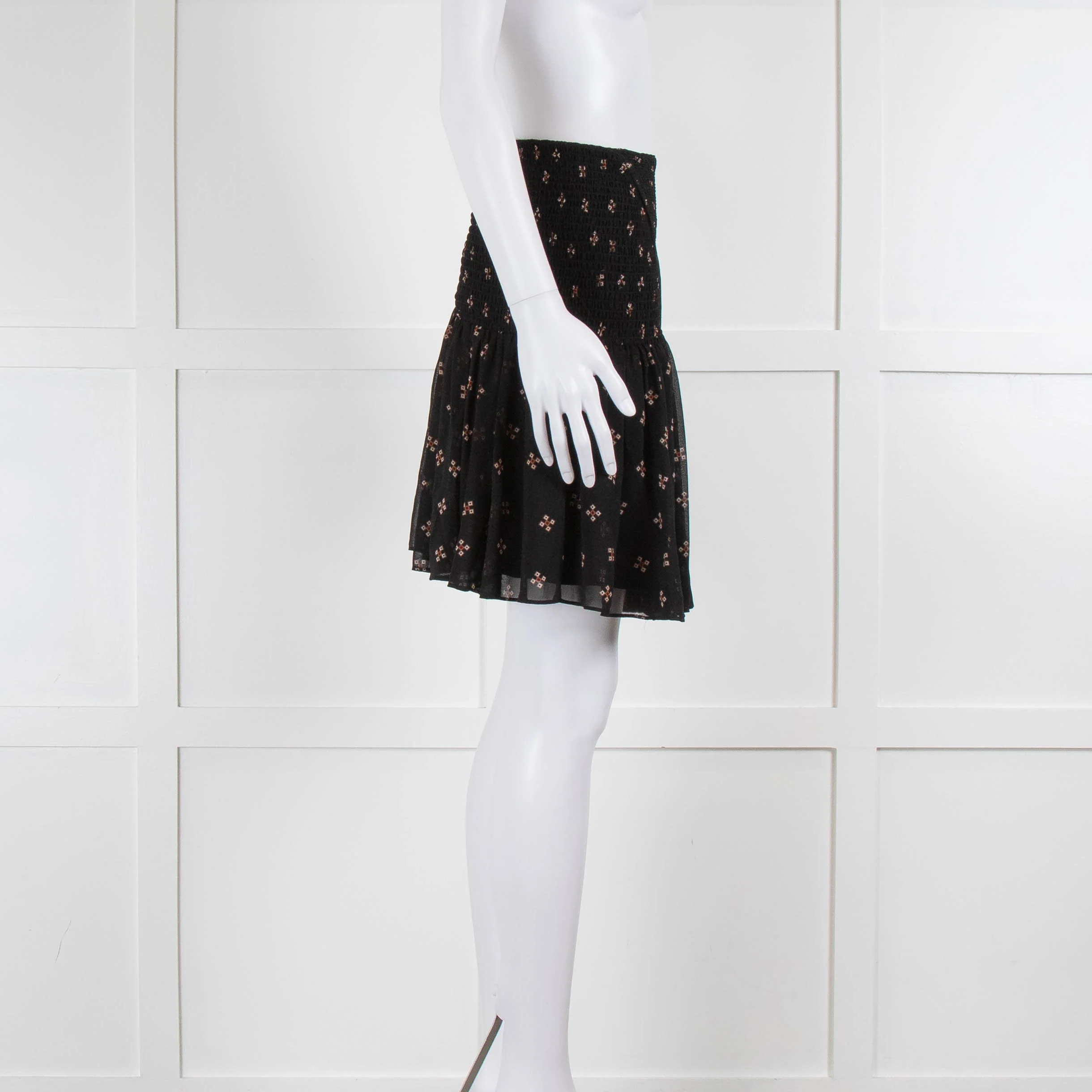 Maje Black Orange Ruched Mini Skirt - Image 2