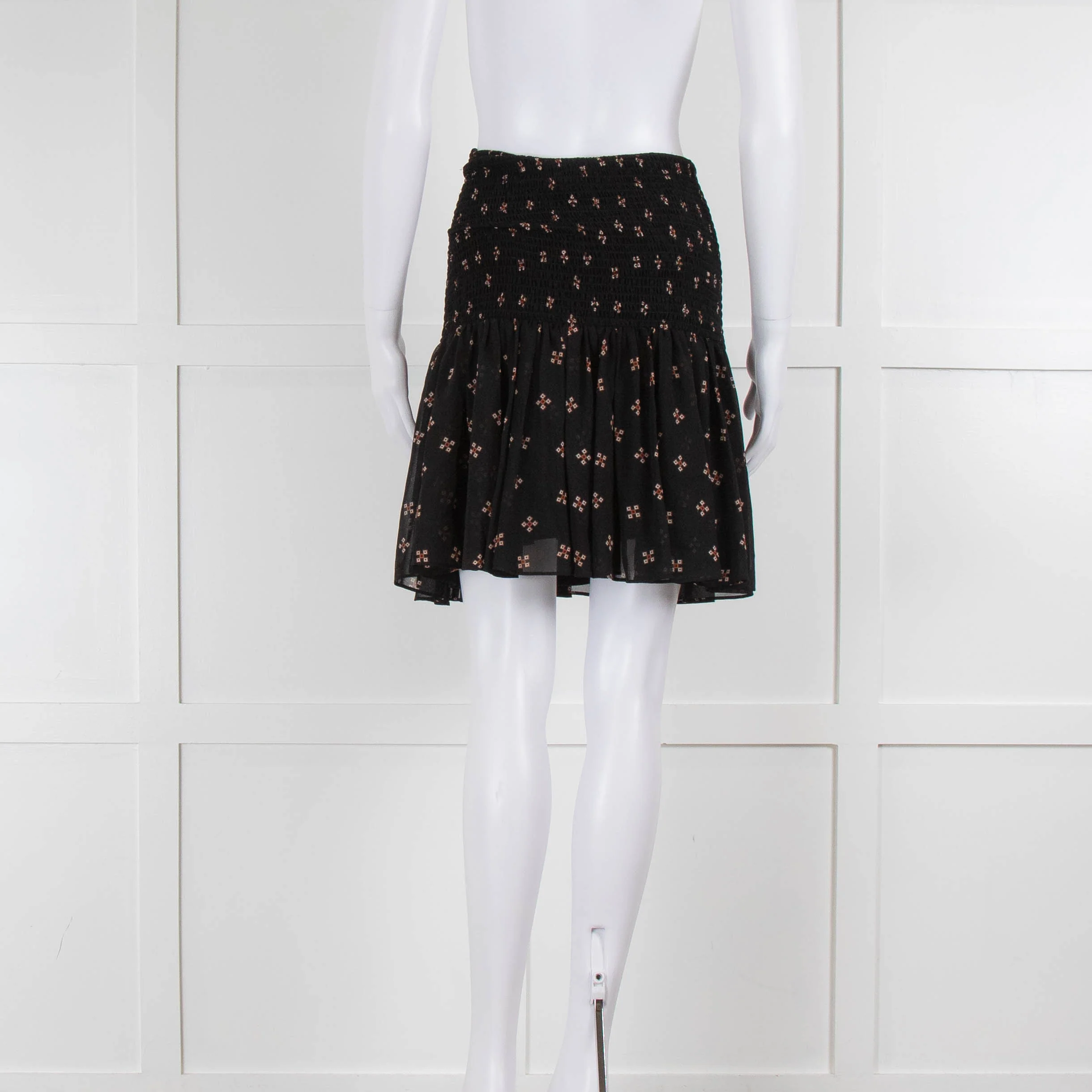Maje Black Orange Ruched Mini Skirt - Image 3