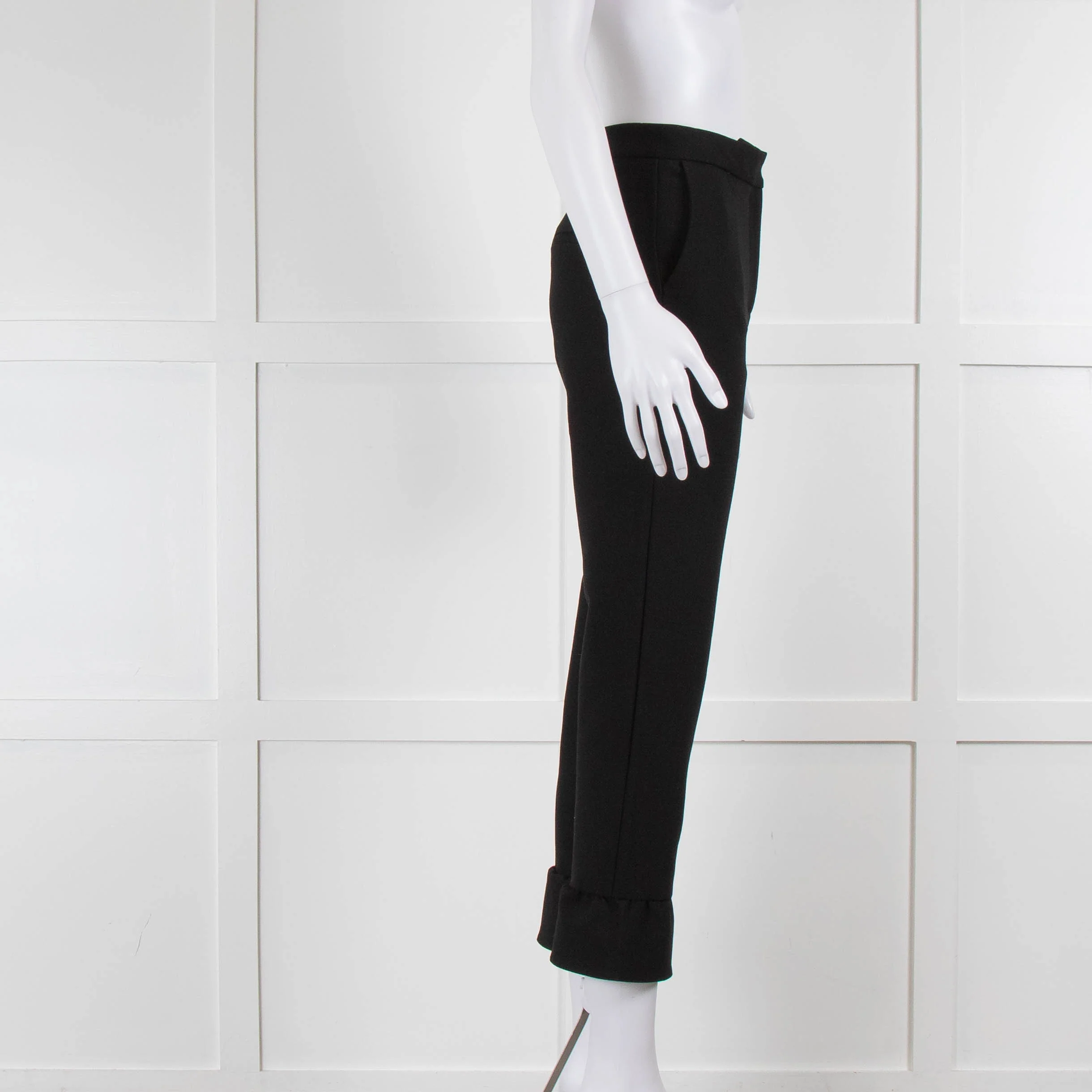 Maje Black Ruffle Detail Cropped Tailored Trousers - Image 2