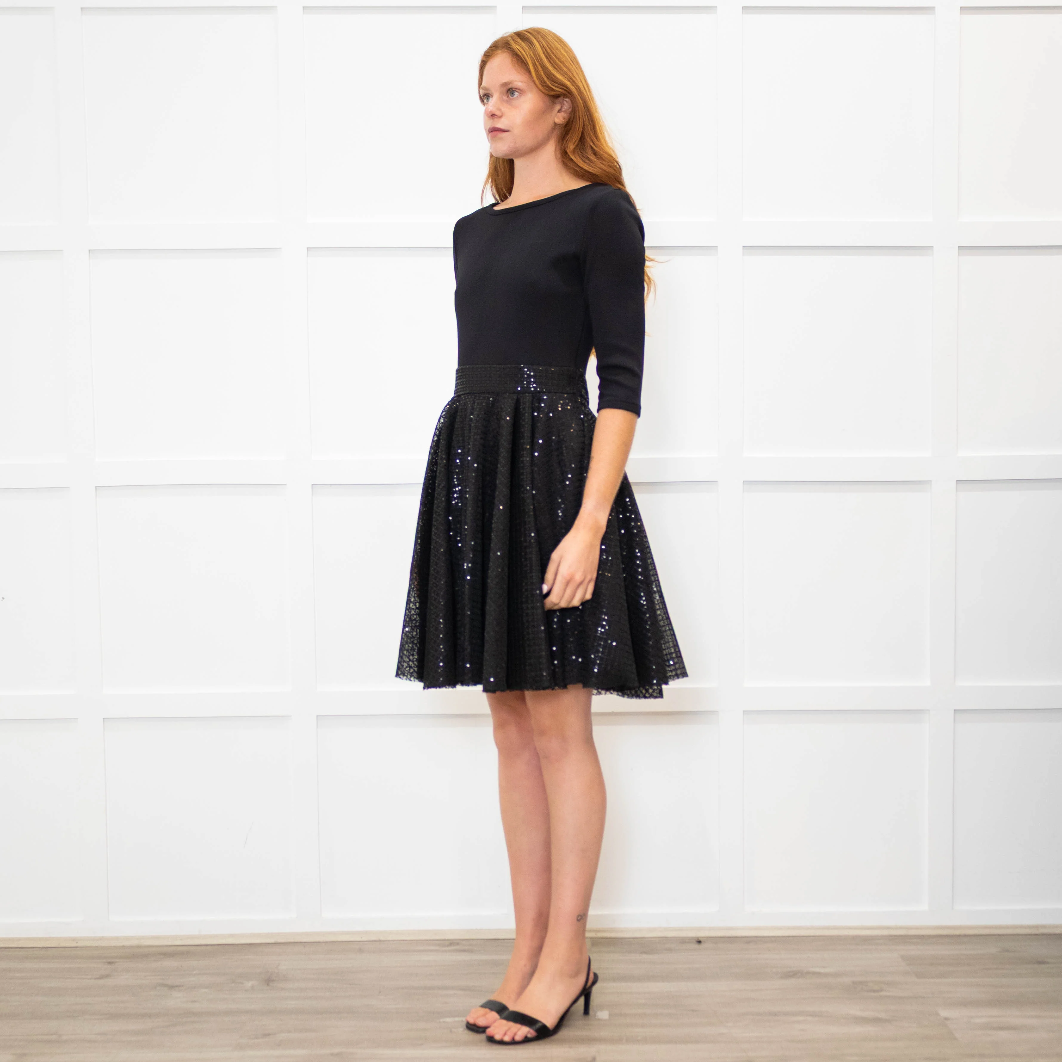 Maje Black Sequinned Fit And Flare Short Dress - Image 3