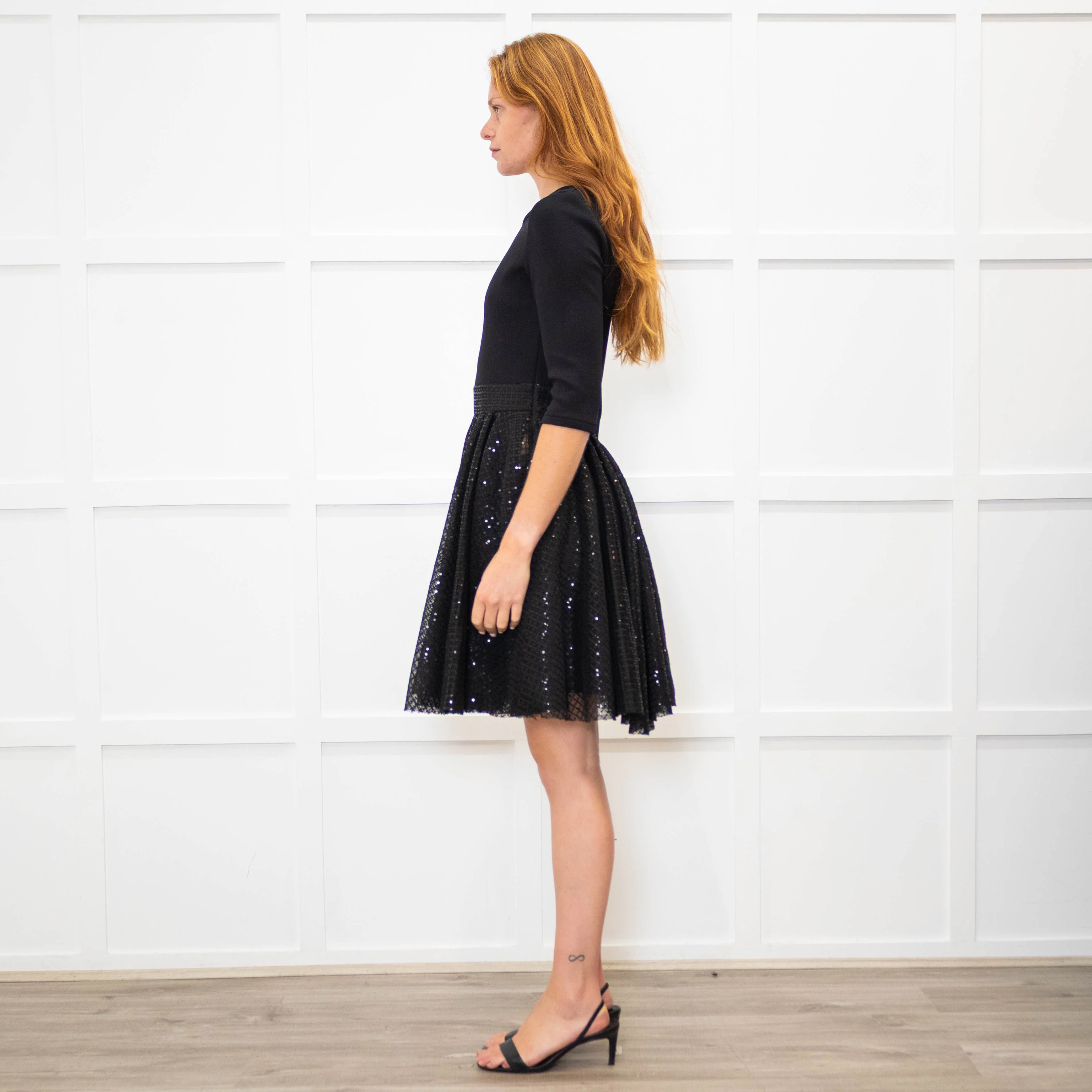 Maje Black Sequinned Fit And Flare Short Dress - Image 4