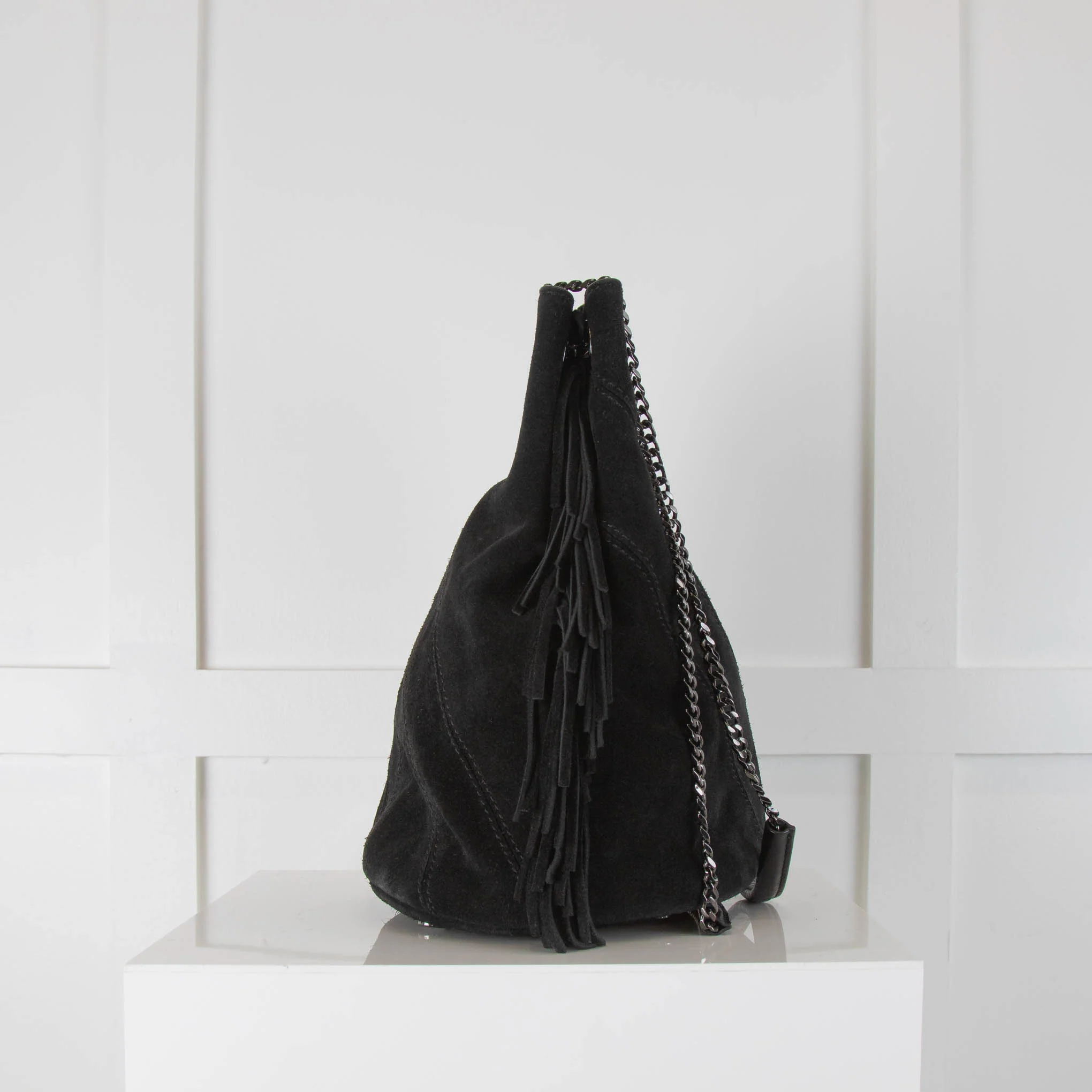 Maje Black Suede Fringe Trim M Shoulder Bag - Image 3