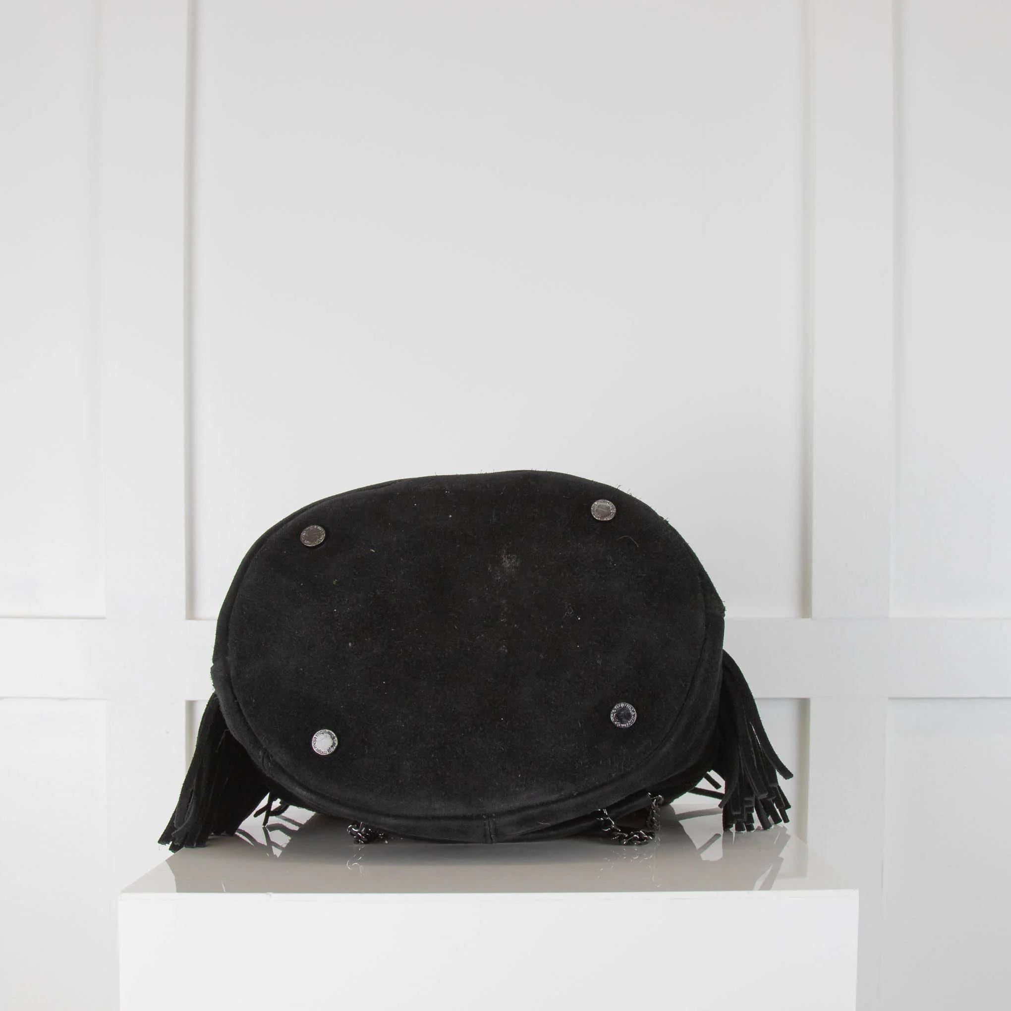 Maje Black Suede Fringe Trim M Shoulder Bag - Image 5