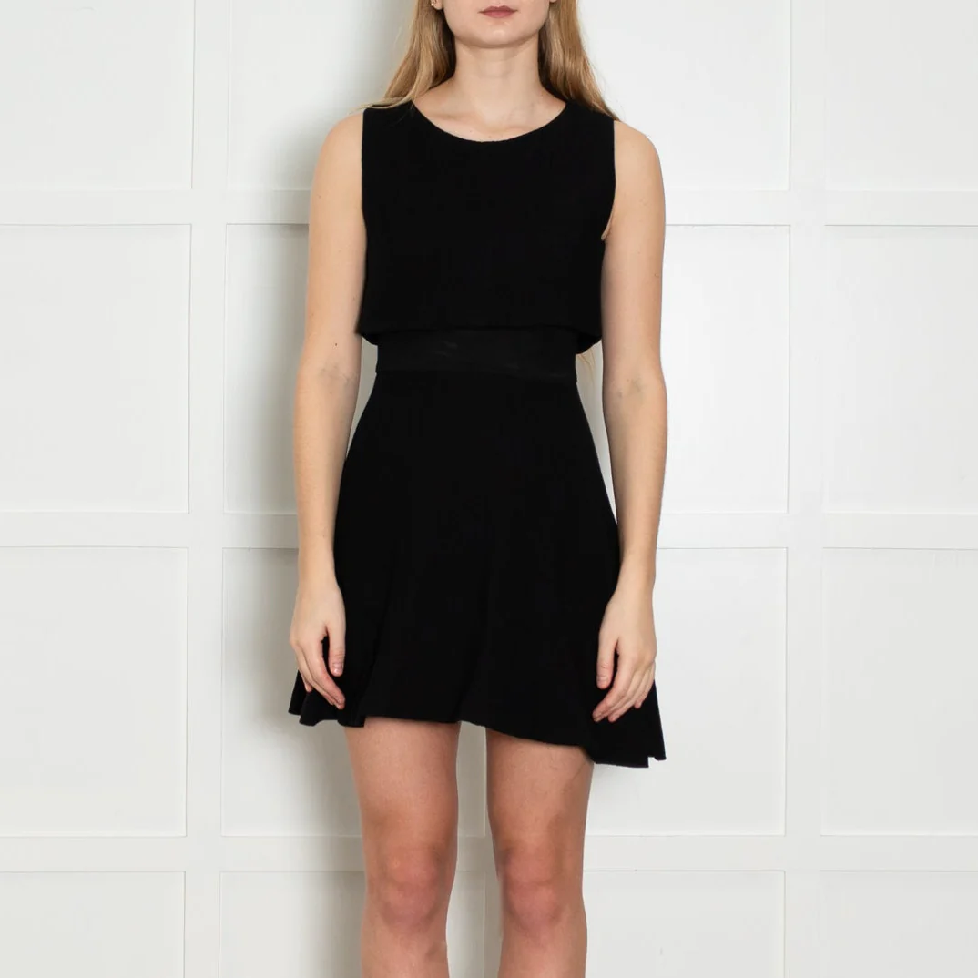 Maje Black Textured Sleeveless Layered Short Dress - Image 2