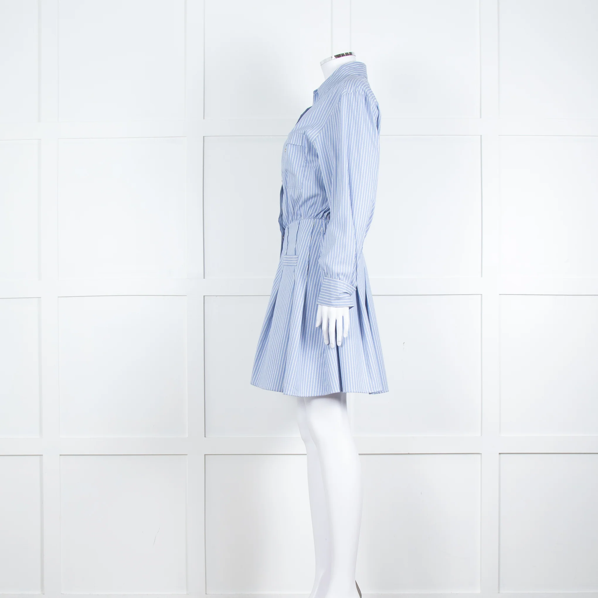 Maje Blue Stripe Cotton Shirt Dress - Image 7