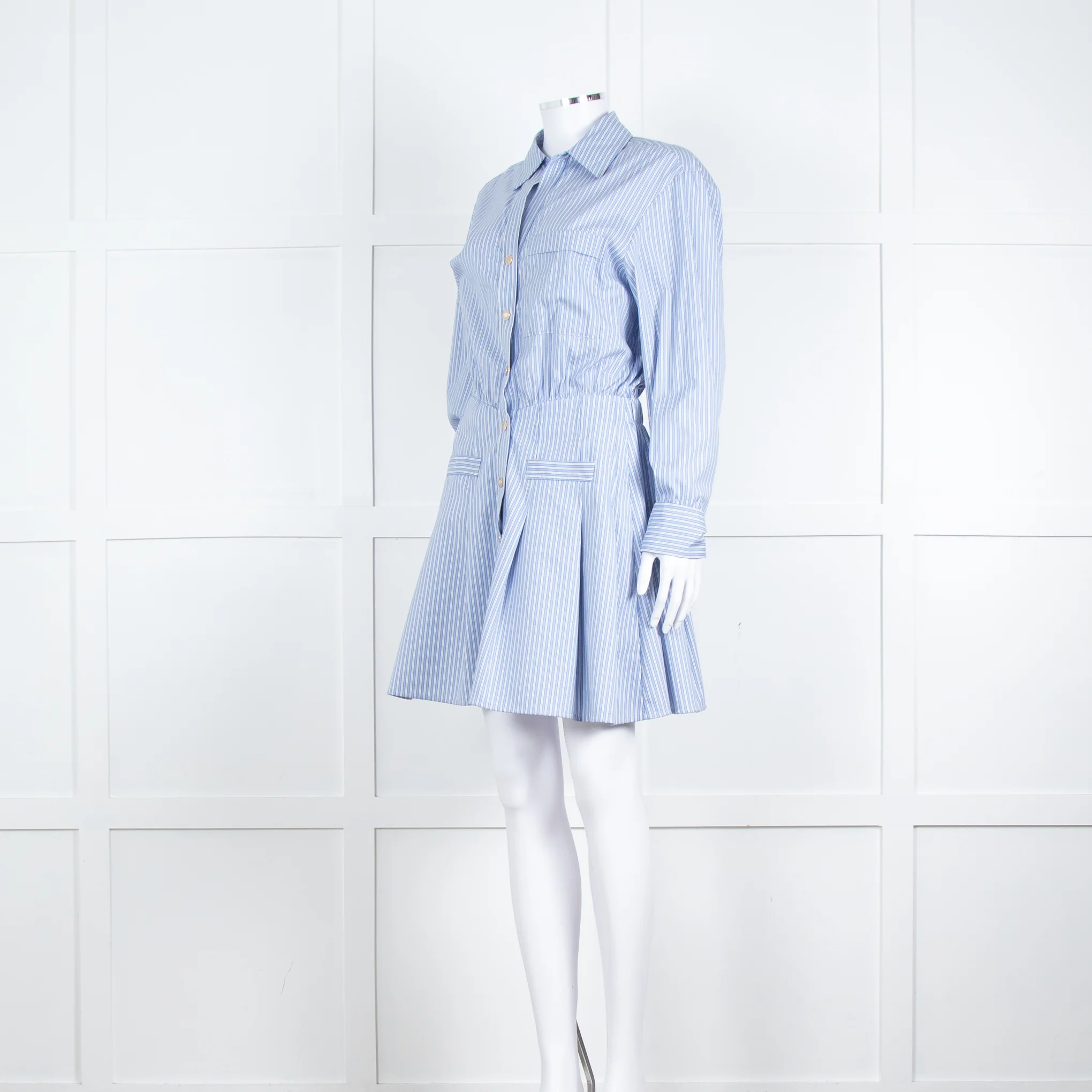 Maje Blue Stripe Cotton Shirt Dress - Image 8