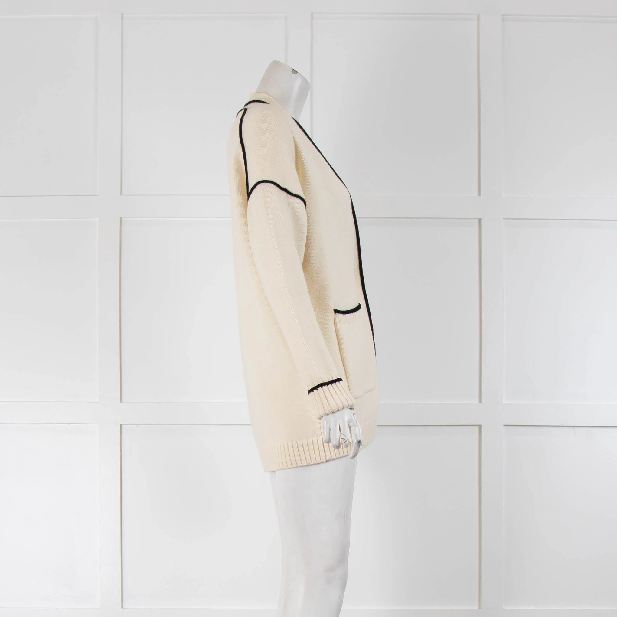 Maje Cream Black Trim Cardigan - Image 2