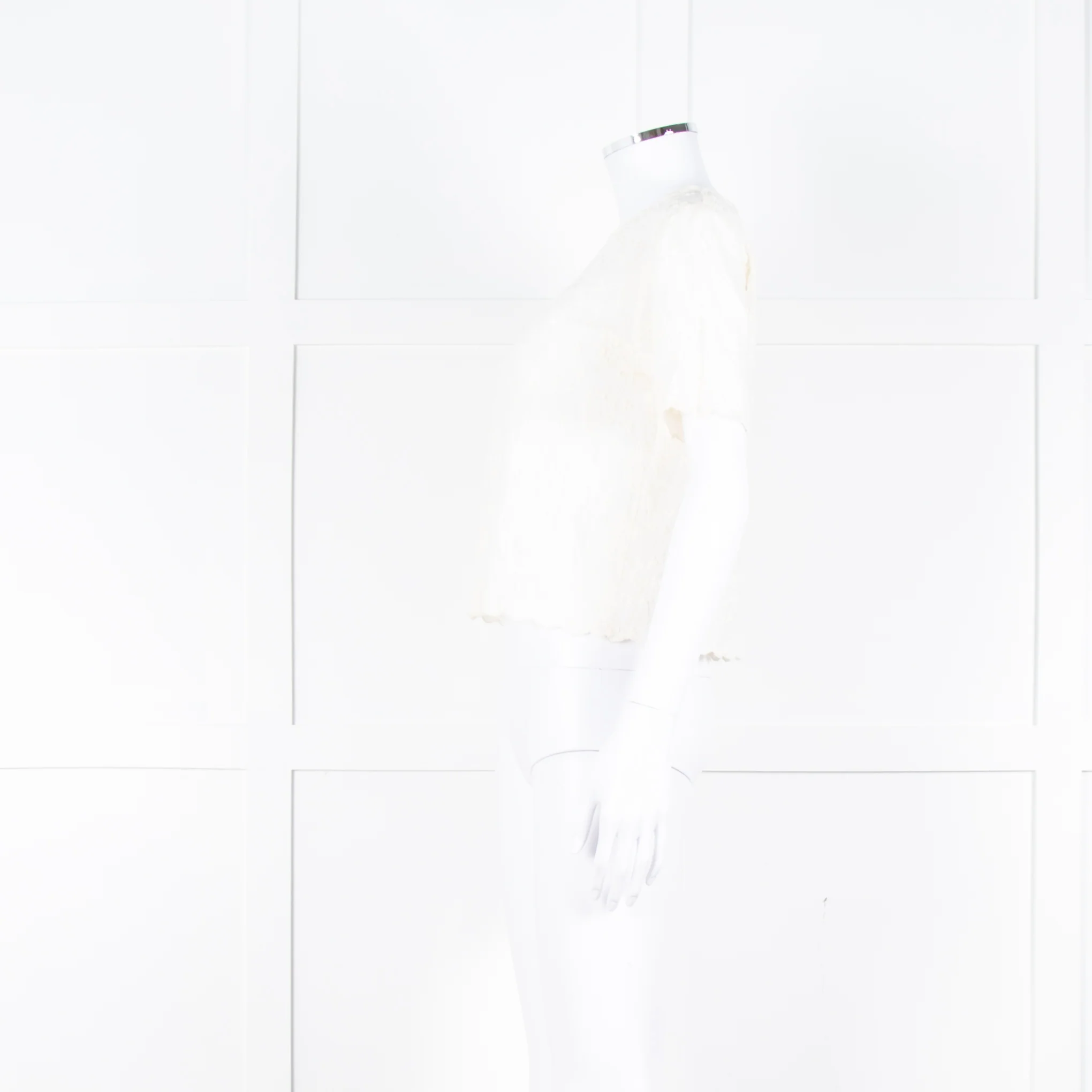 Maje Cream Embroidered Short Sleeve Cotton Top - Image 7