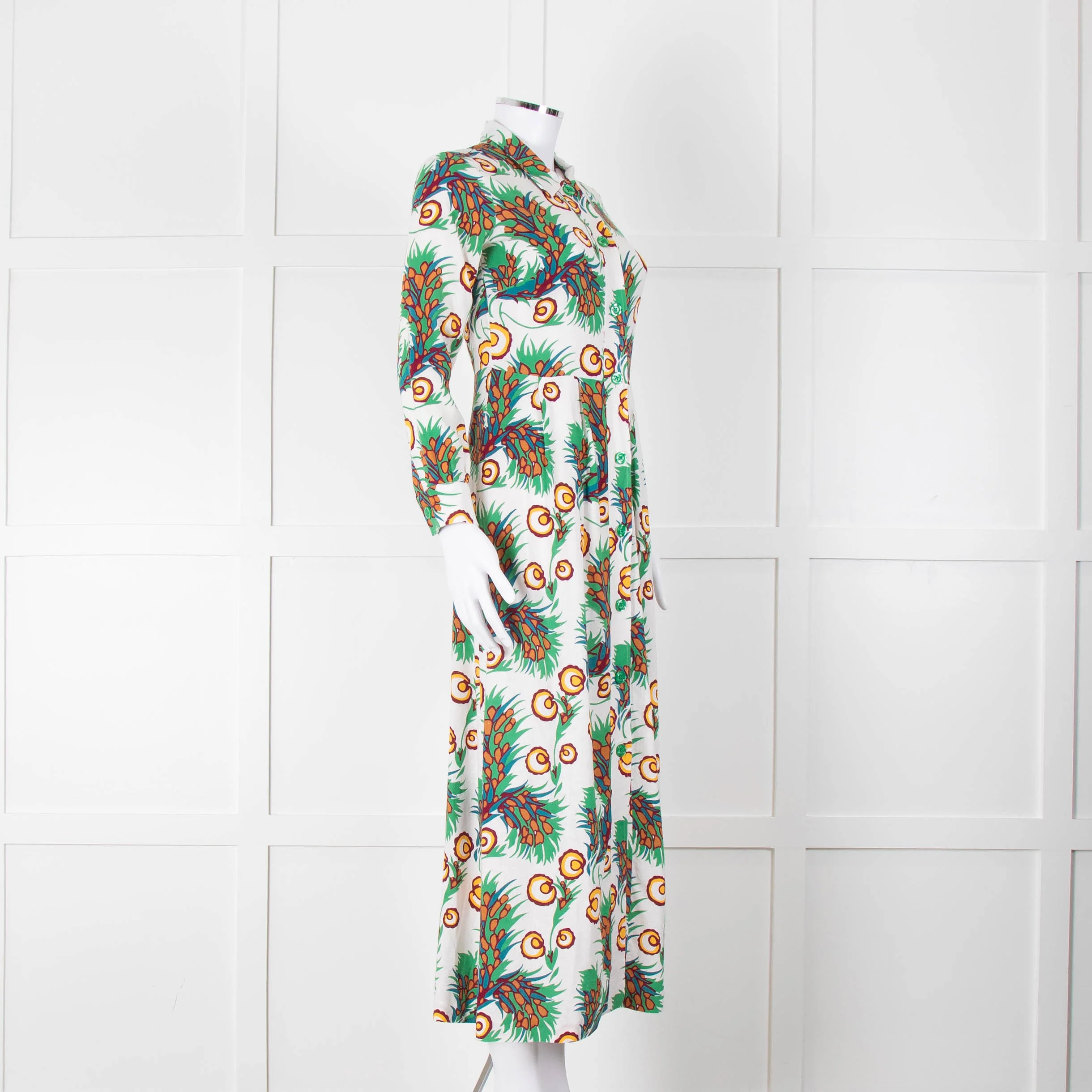 Maje Green Floral Cotton Shirt Dress - Image 2
