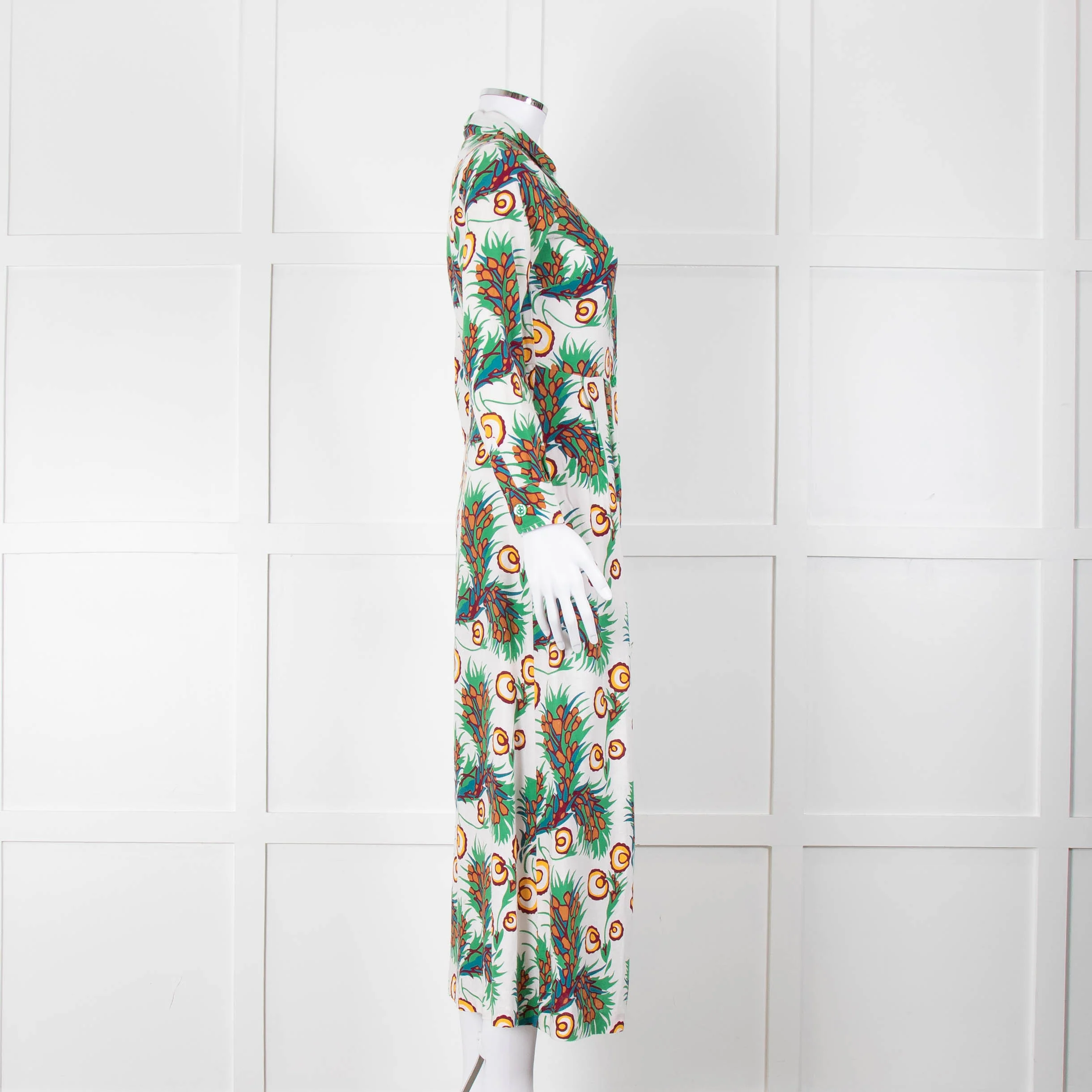 Maje Green Floral Cotton Shirt Dress - Image 3
