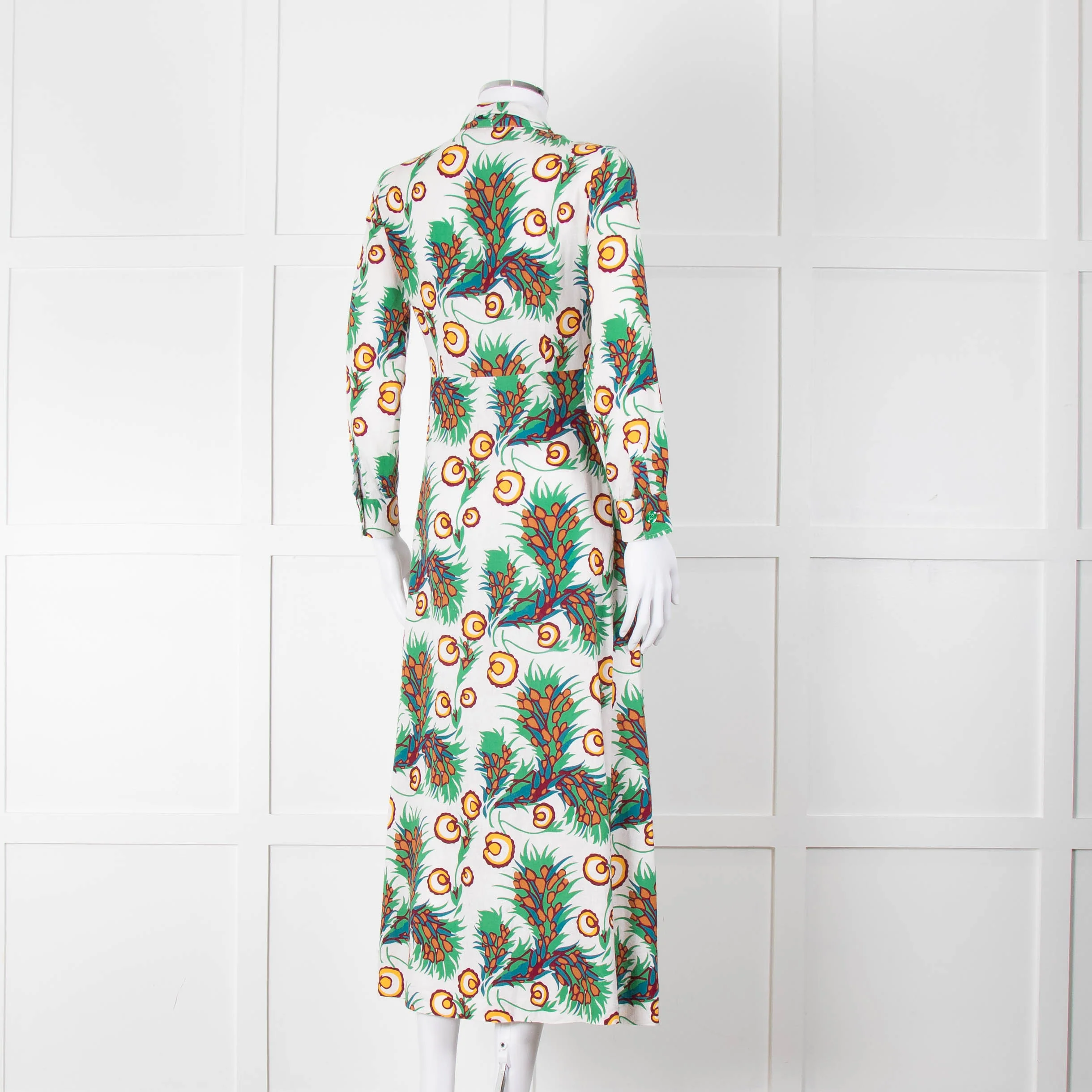 Maje Green Floral Cotton Shirt Dress - Image 4