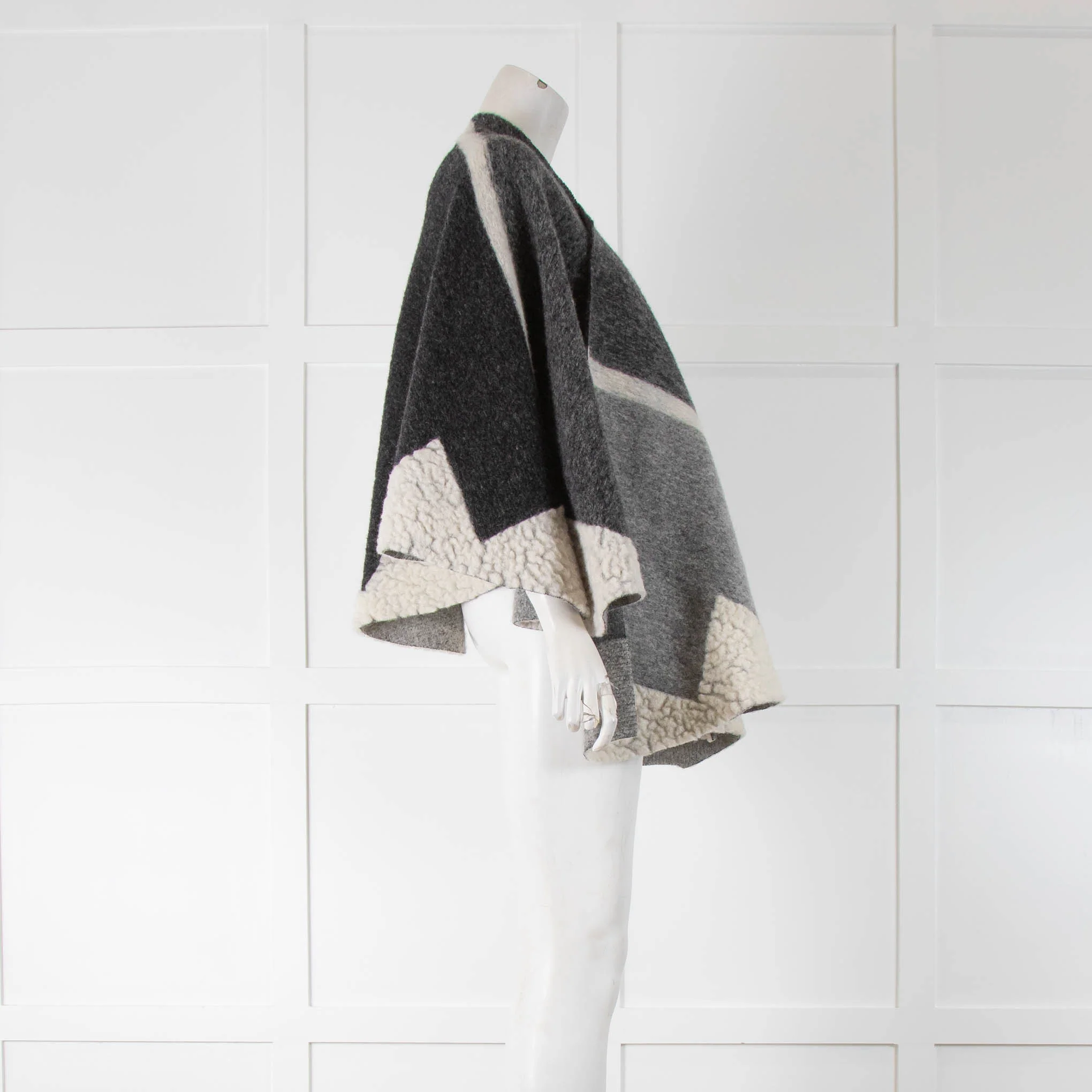 Maje Grey White Print Poncho - Image 2