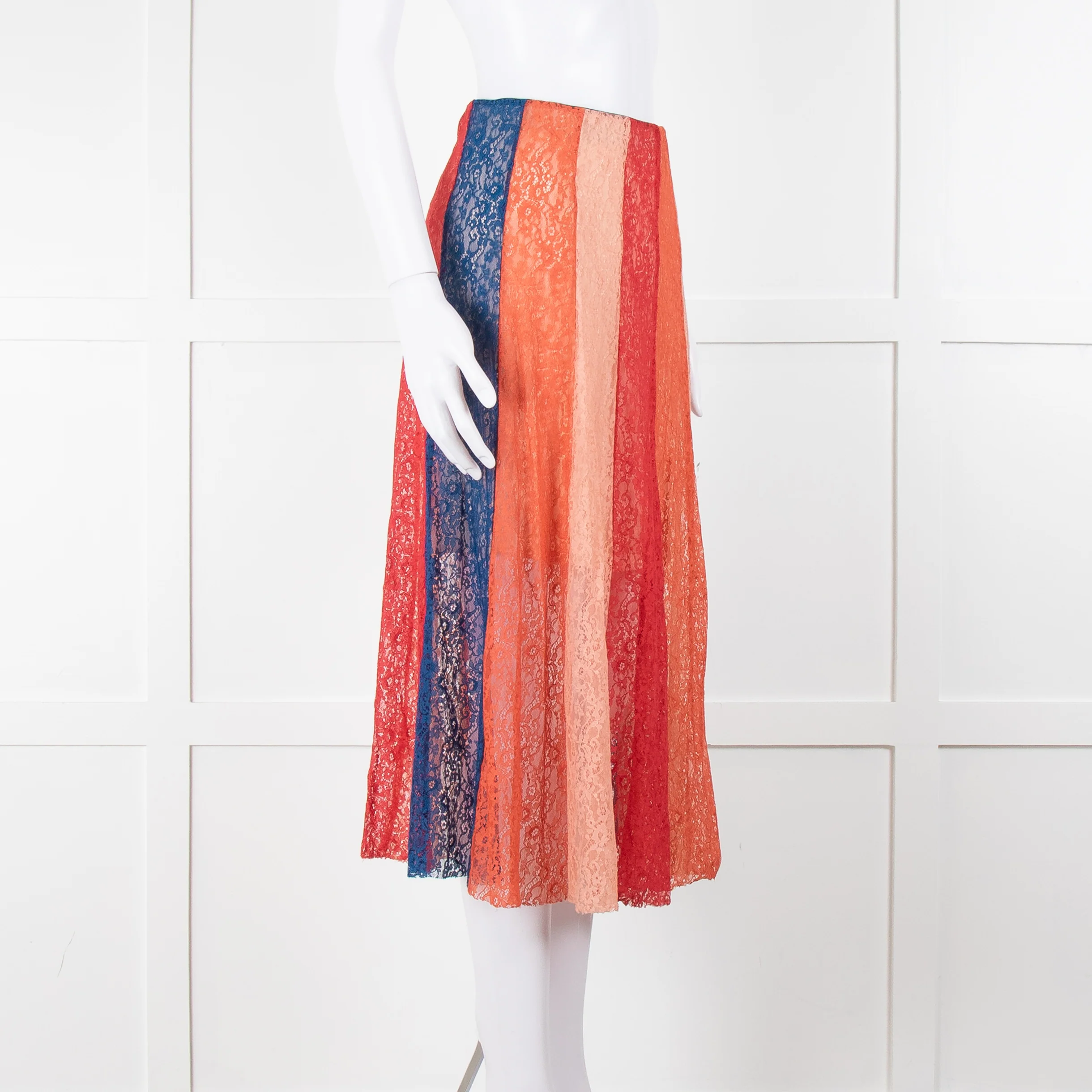 Maje Multicoloured Lace Panel Skirt With Elasticated Waist - Image 2