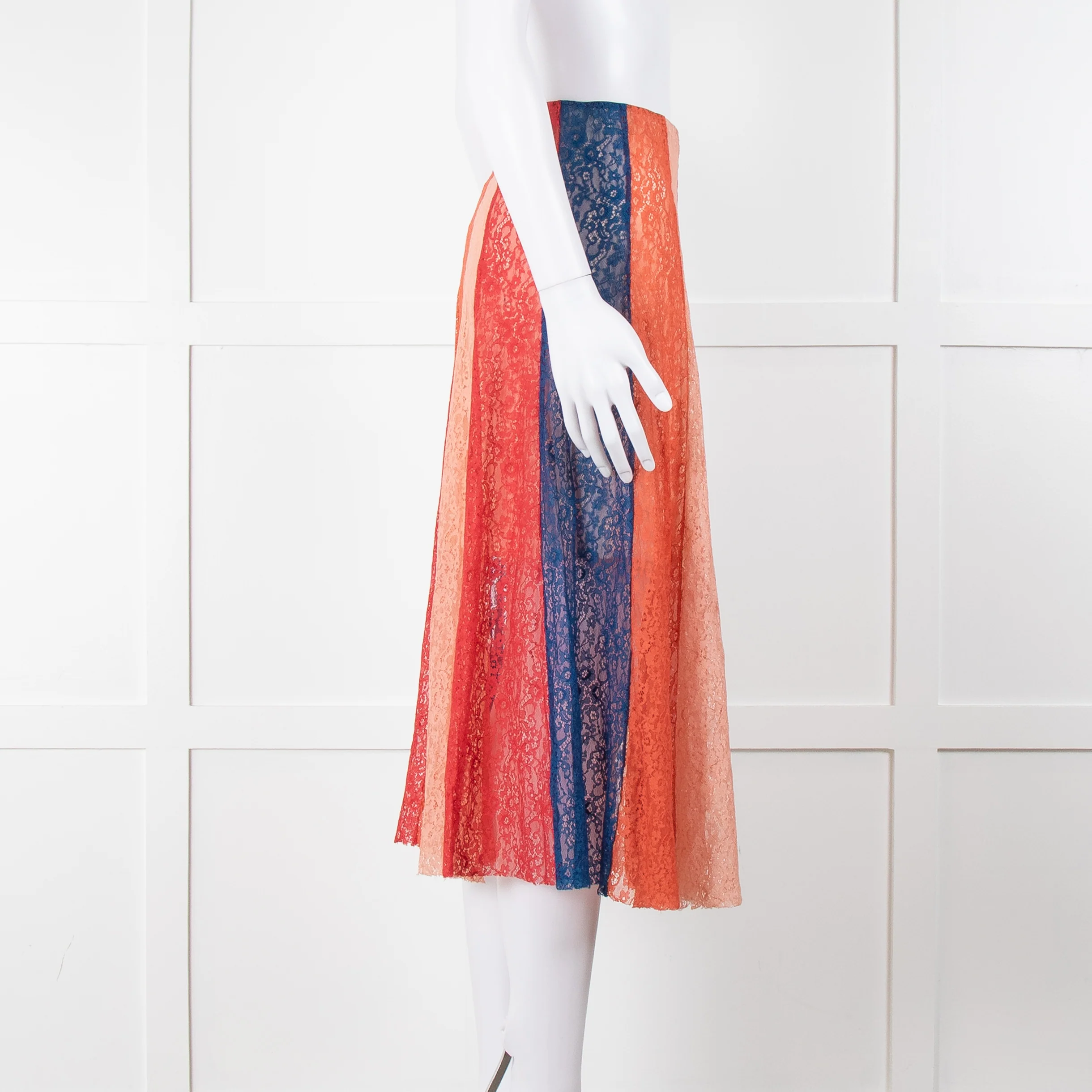 Maje Multicoloured Lace Panel Skirt With Elasticated Waist - Image 3