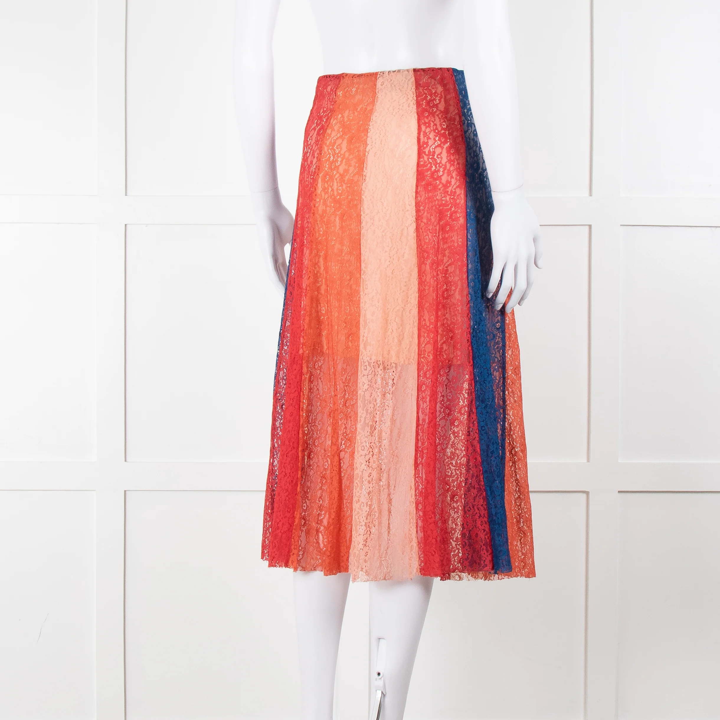 Maje Multicoloured Lace Panel Skirt With Elasticated Waist - Image 4