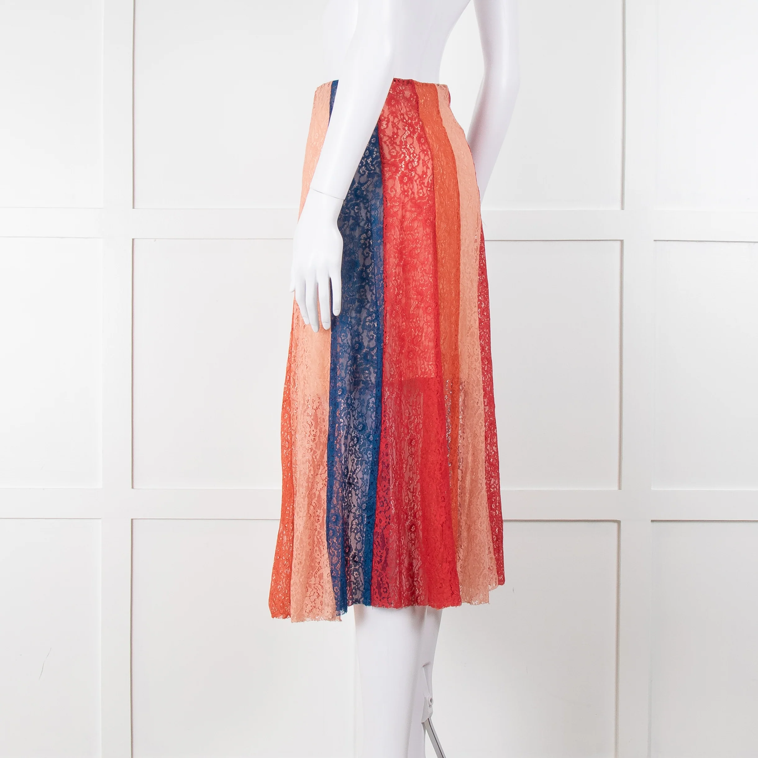 Maje Multicoloured Lace Panel Skirt With Elasticated Waist - Image 6