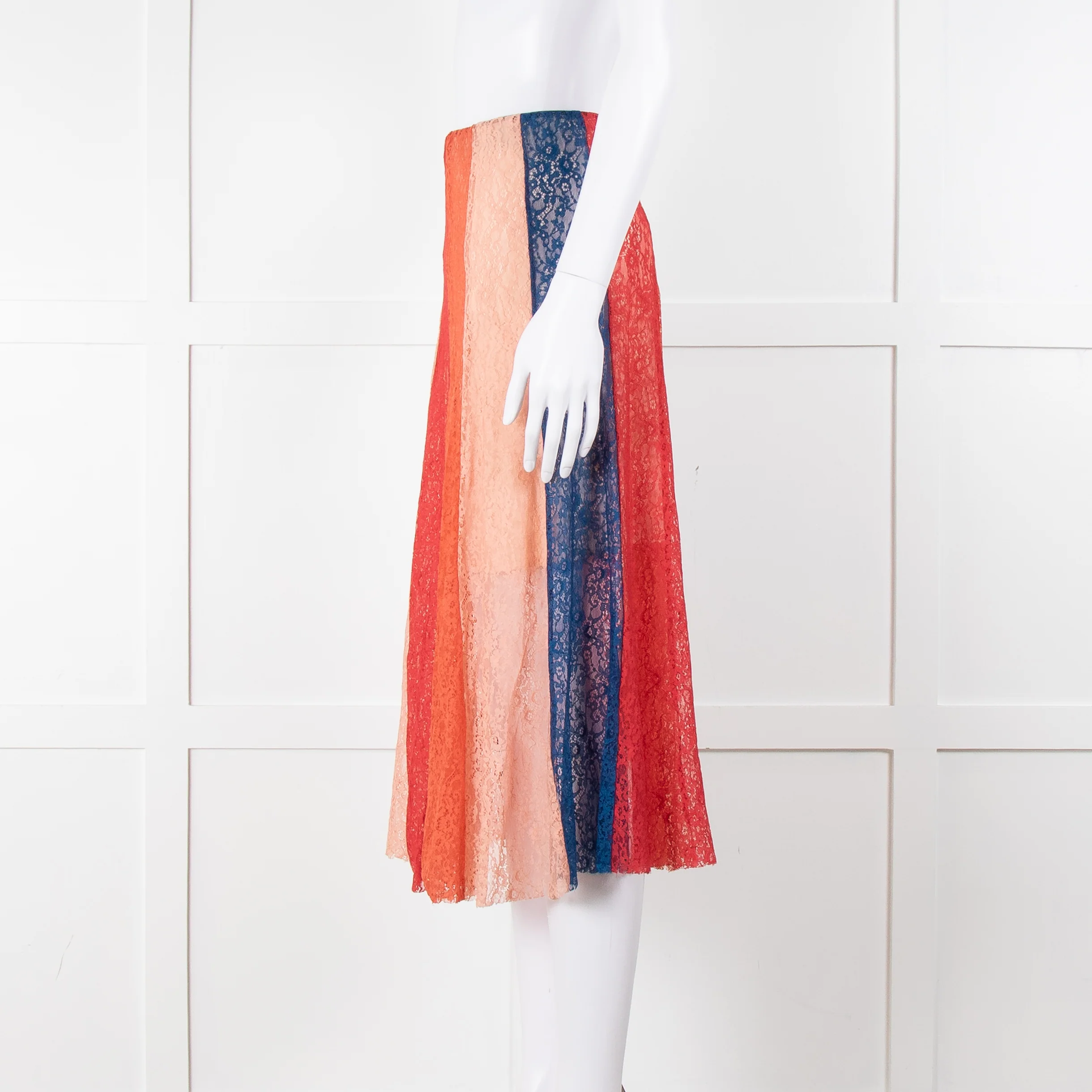 Maje Multicoloured Lace Panel Skirt With Elasticated Waist - Image 7