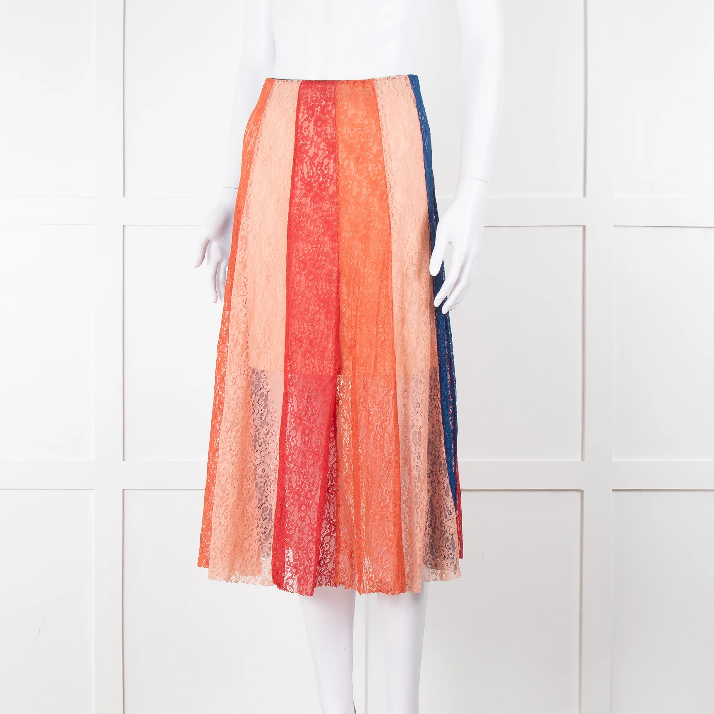 Maje Multicoloured Lace Panel Skirt With Elasticated Waist - Image 8