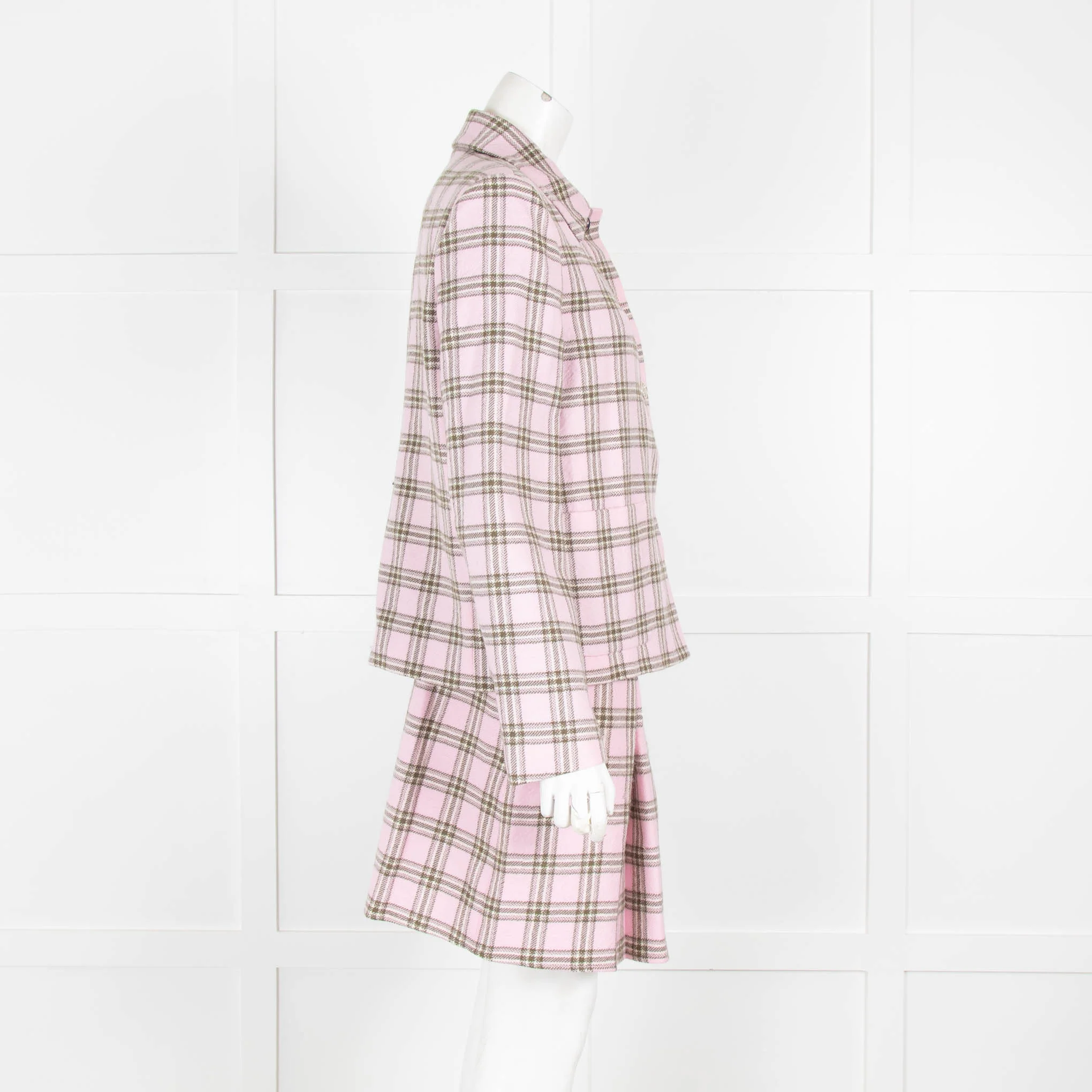 Maje Pink and Grey Check Mini Skirt - Image 2