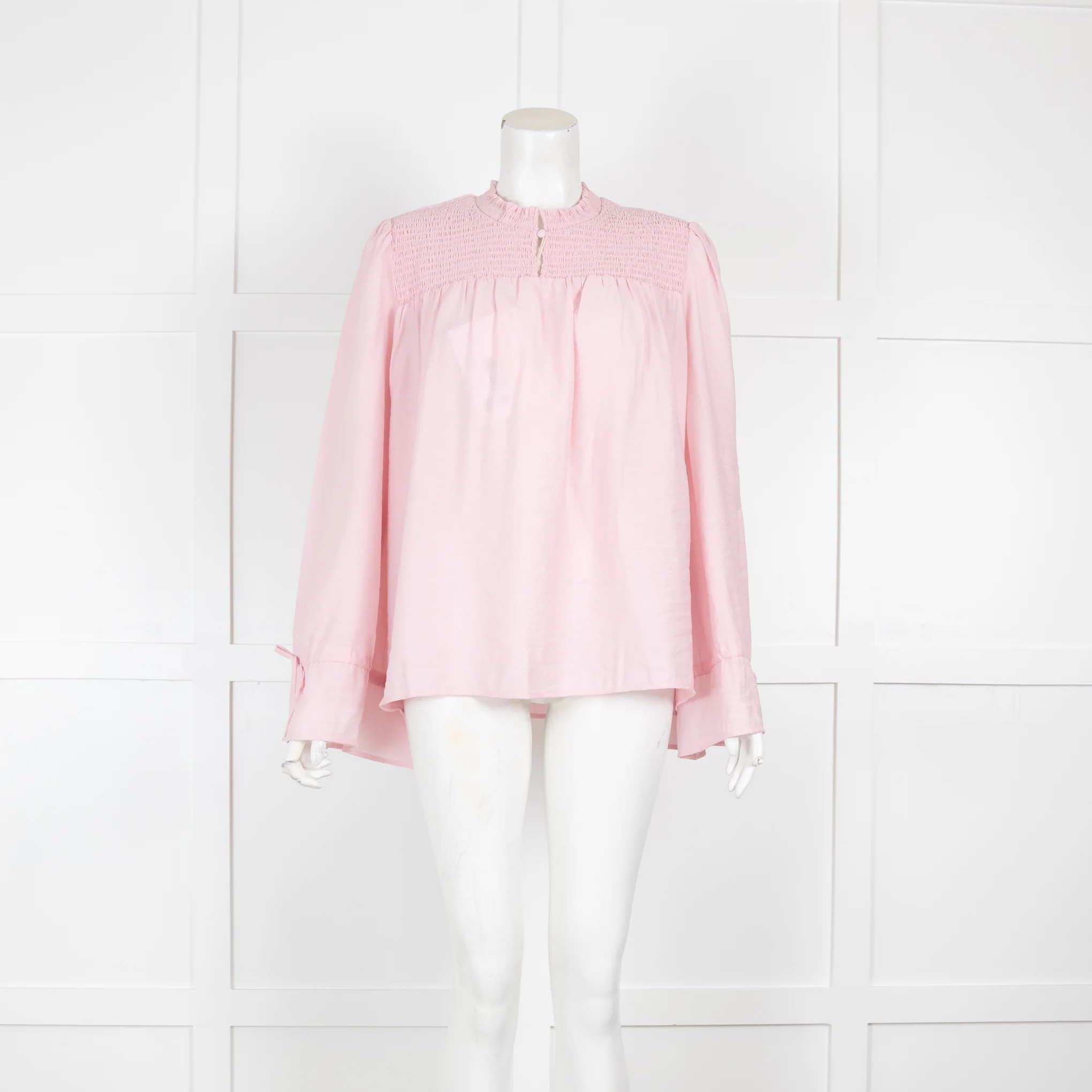Maje Pink Blouse With Smocking