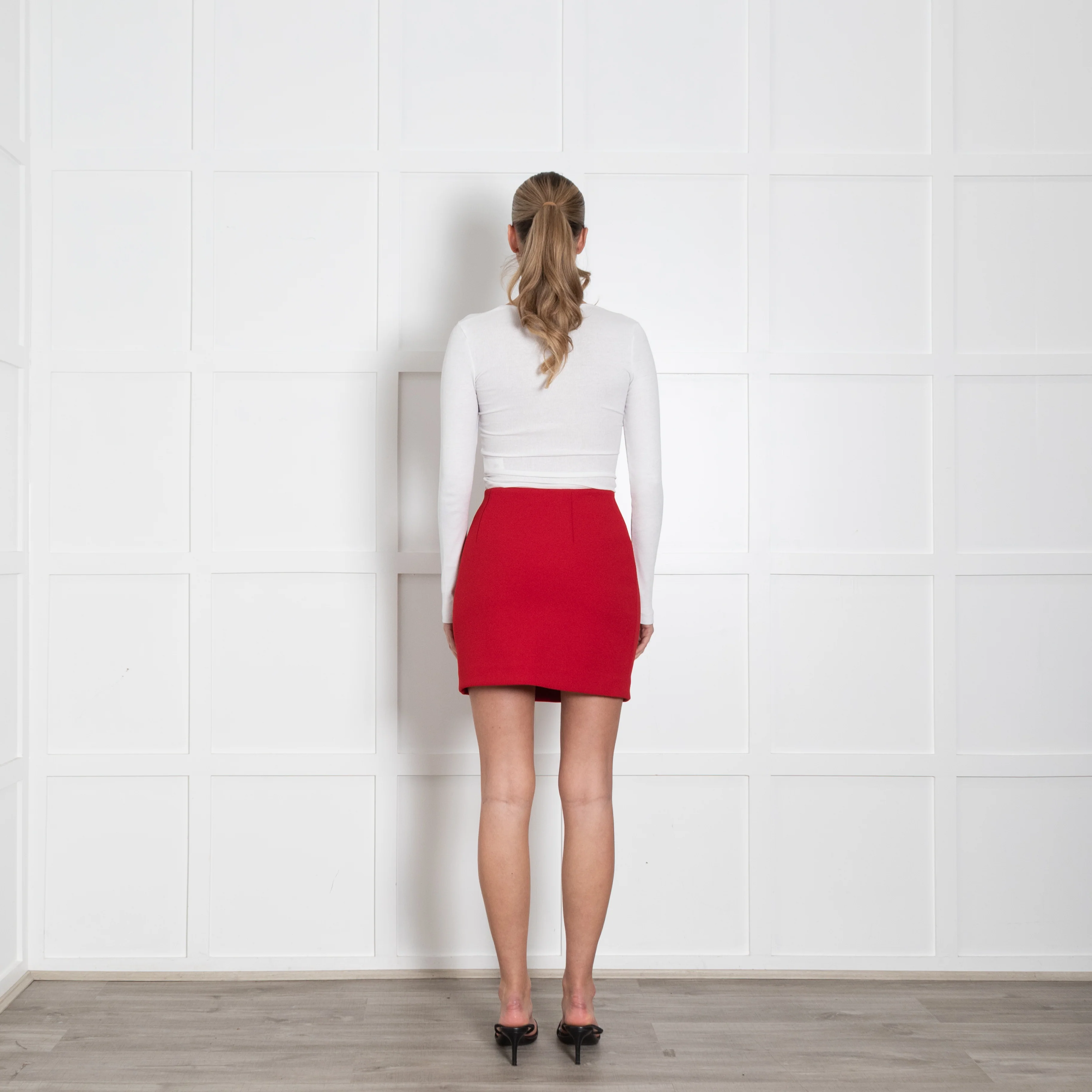 Maje Red Short Skirt With Silver Buttons - Image 5