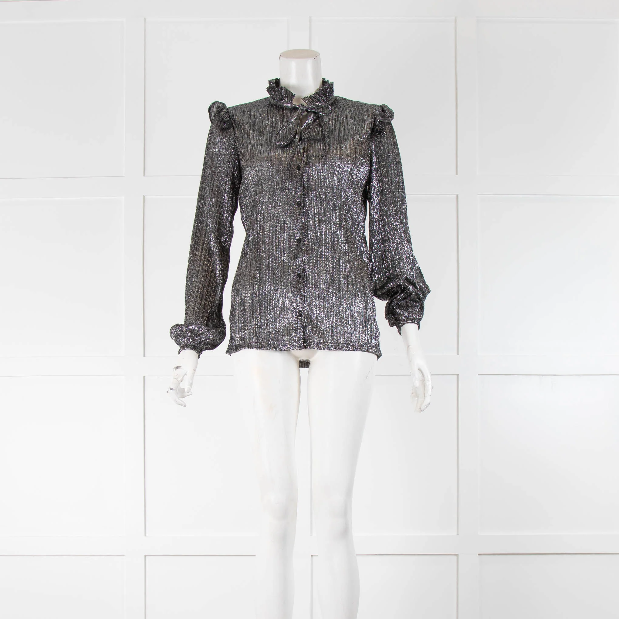Maje Silver Lurex Long Sleeve Top