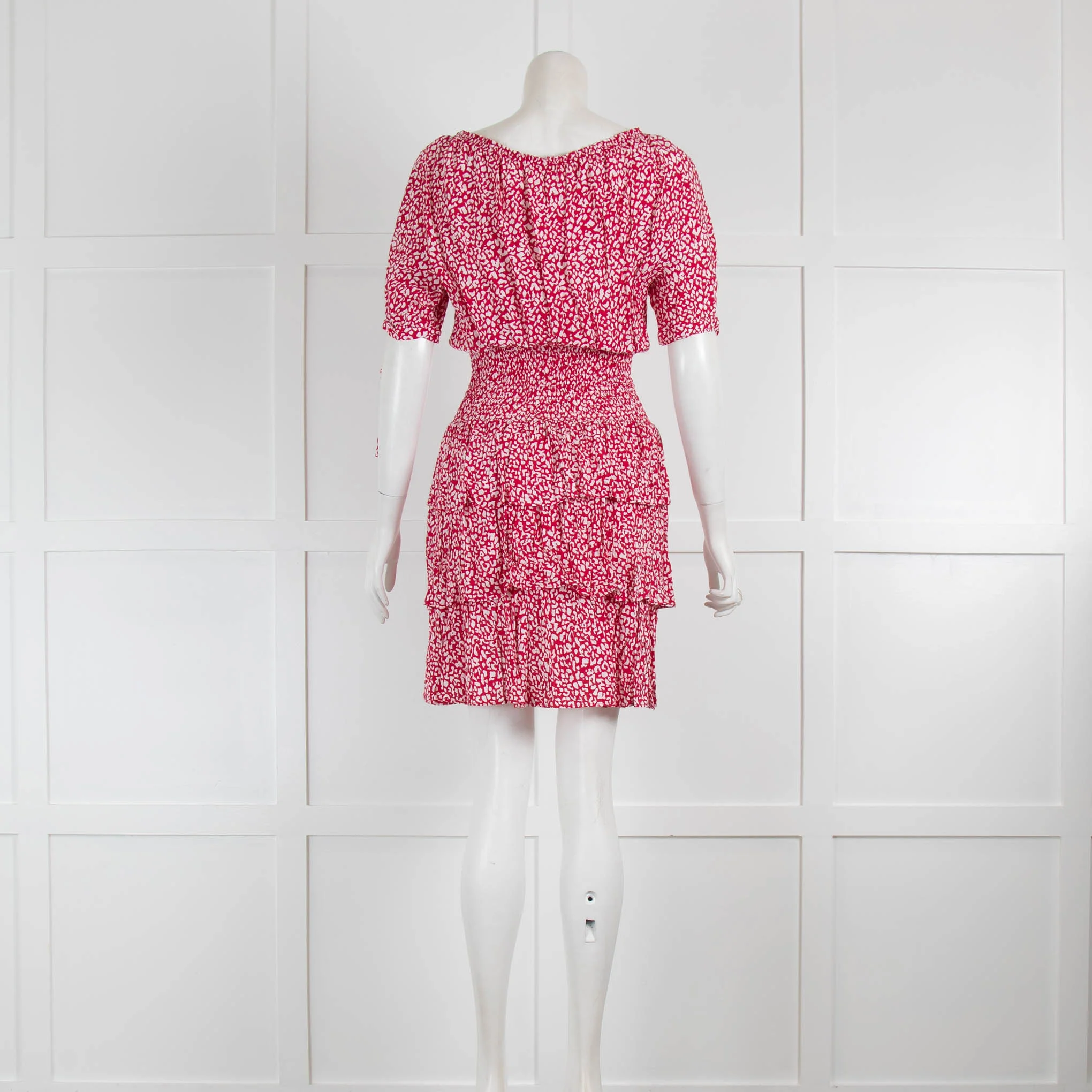 Maje Smock Waist Pink Leopard Mini Dress - Image 3