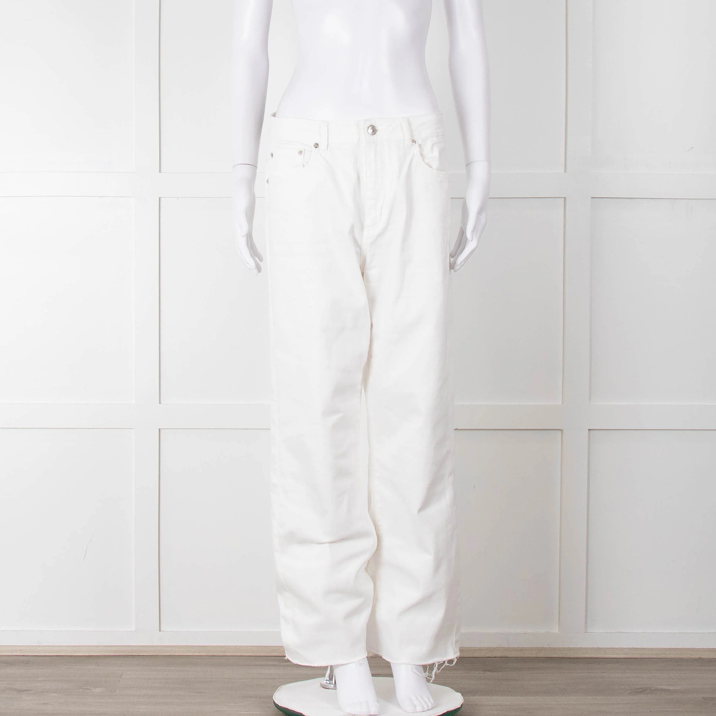 Maje White Wide Legged Unstitched Hem Jeans