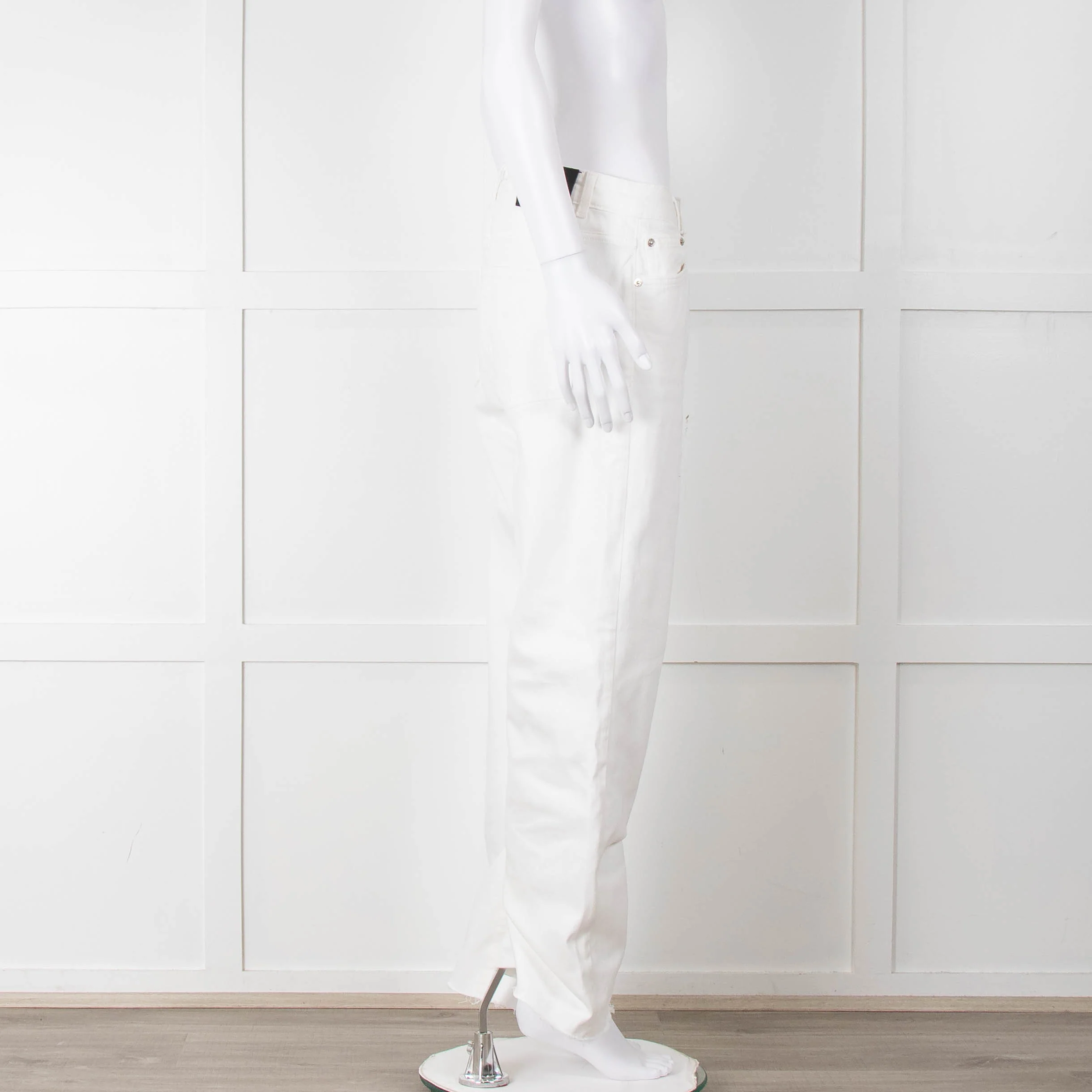 Maje White Wide Legged Unstitched Hem Jeans - Image 3