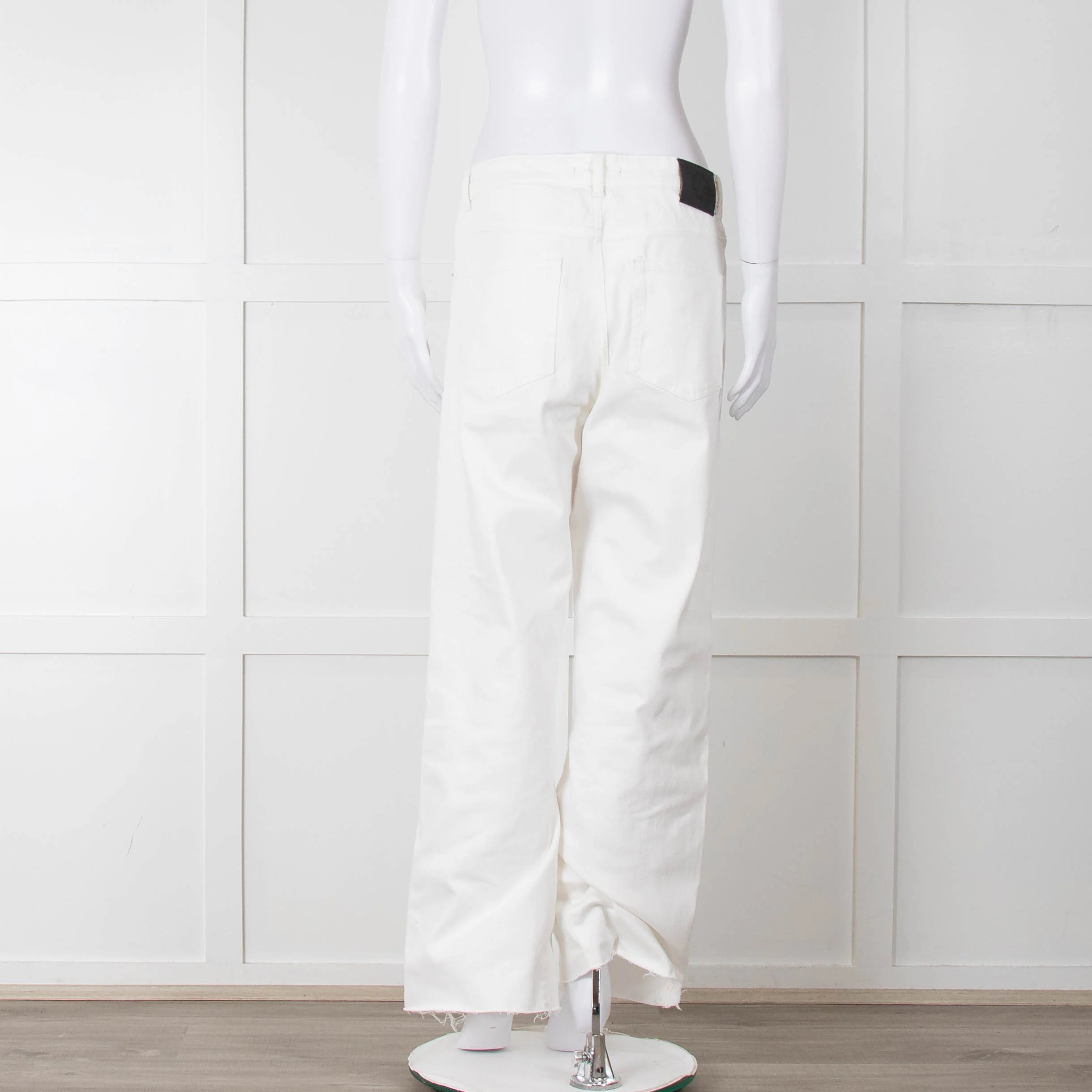 Maje White Wide Legged Unstitched Hem Jeans - Image 5