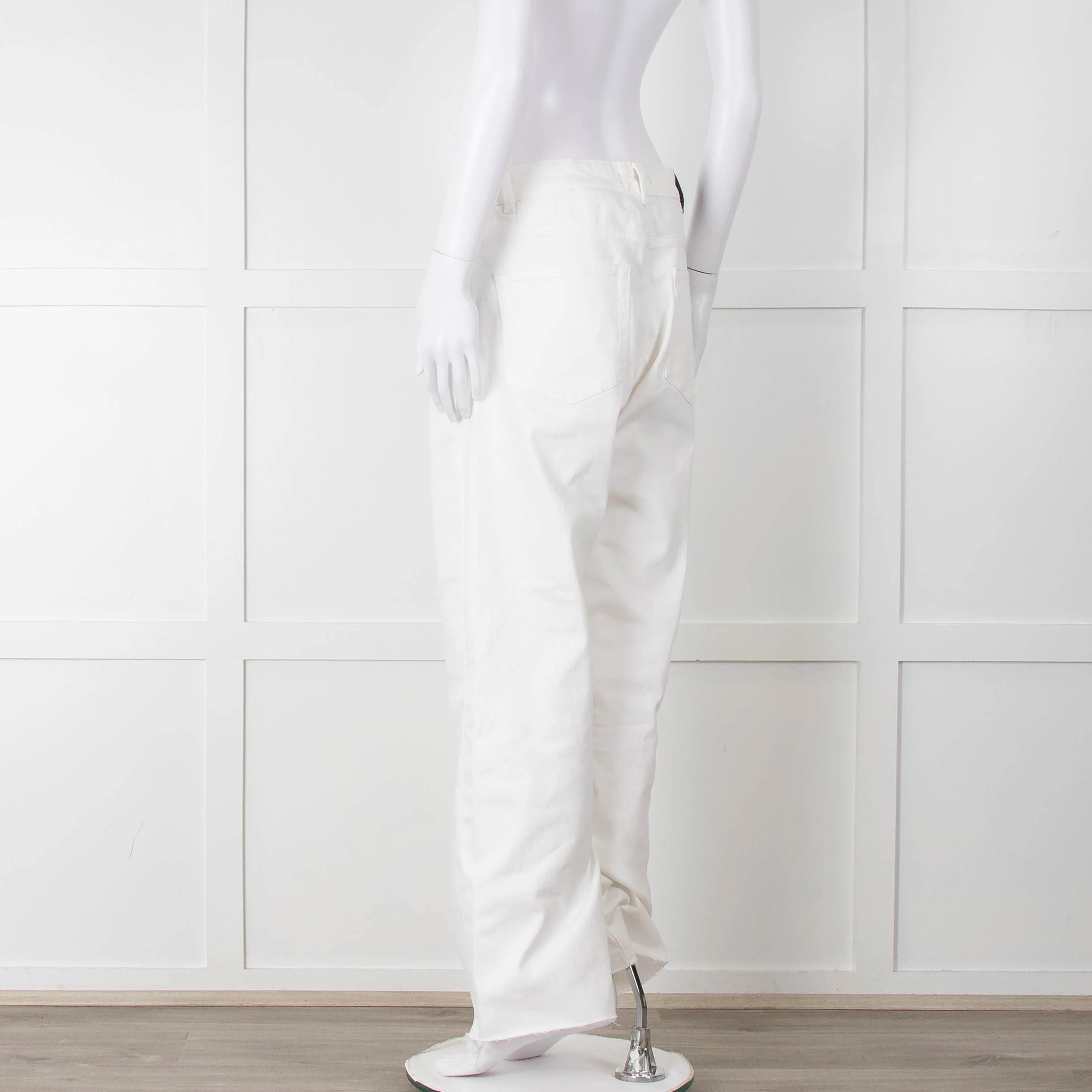 Maje White Wide Legged Unstitched Hem Jeans - Image 6