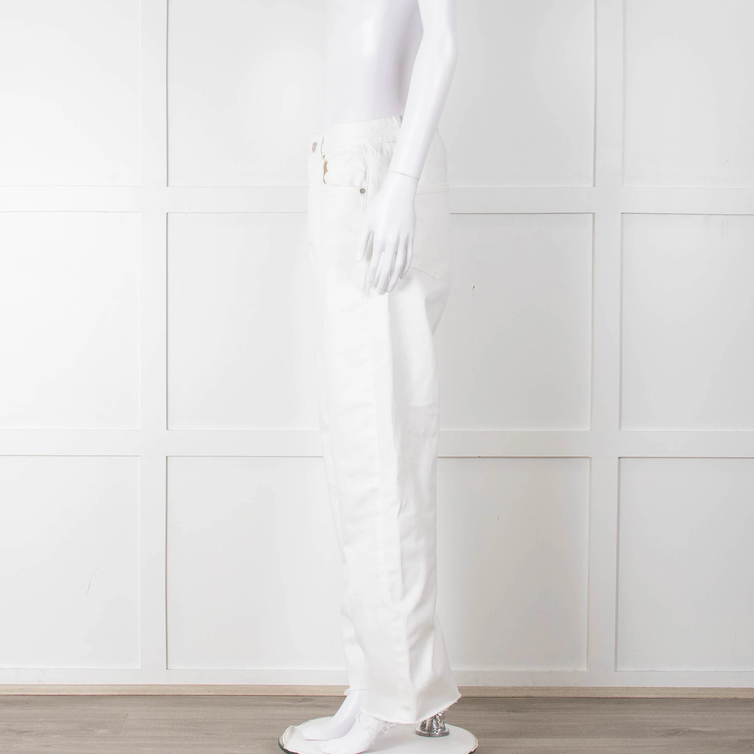 Maje White Wide Legged Unstitched Hem Jeans - Image 7