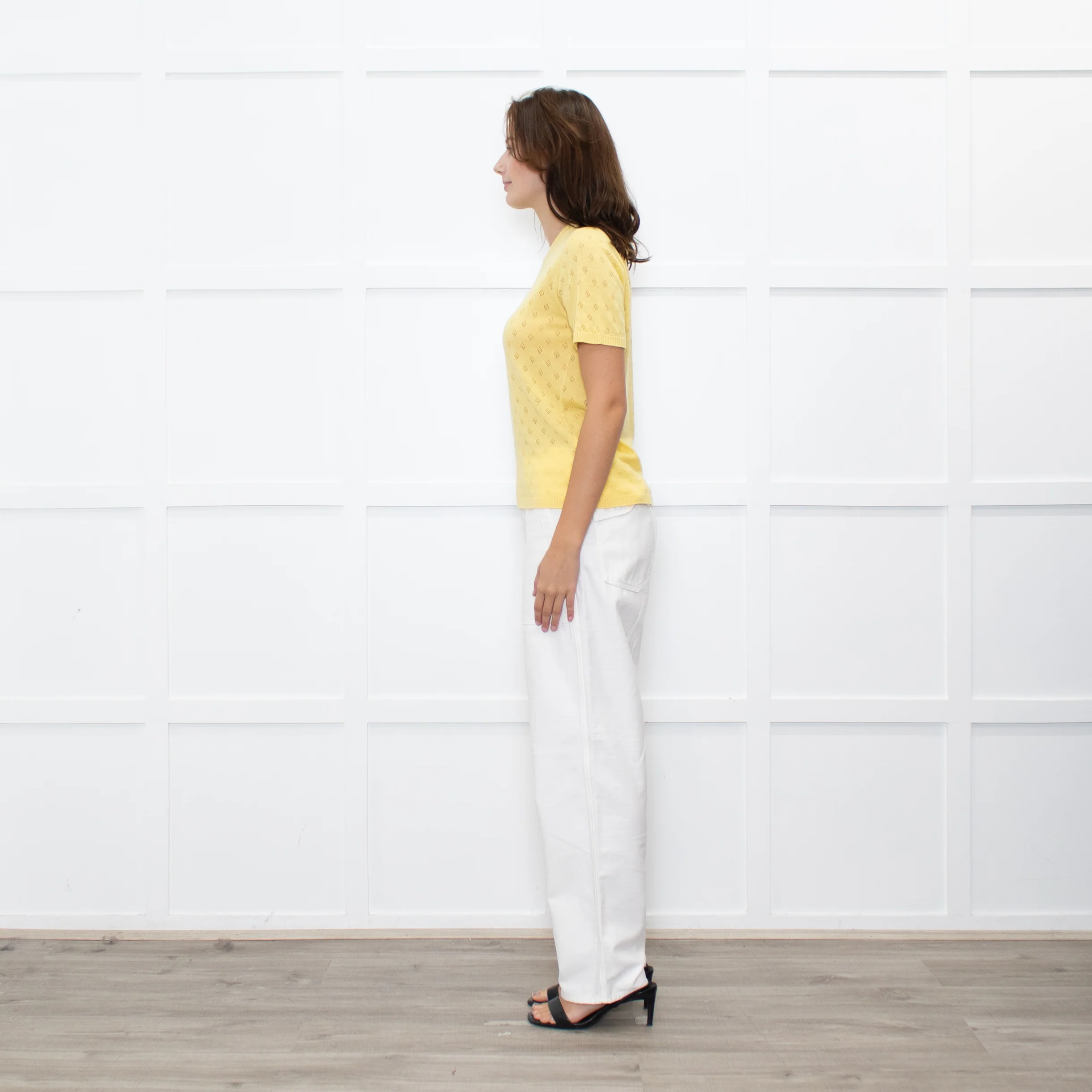 Majestic Filatures Yellow Cashmere Pointelle Short Sleeve Top - Image 4