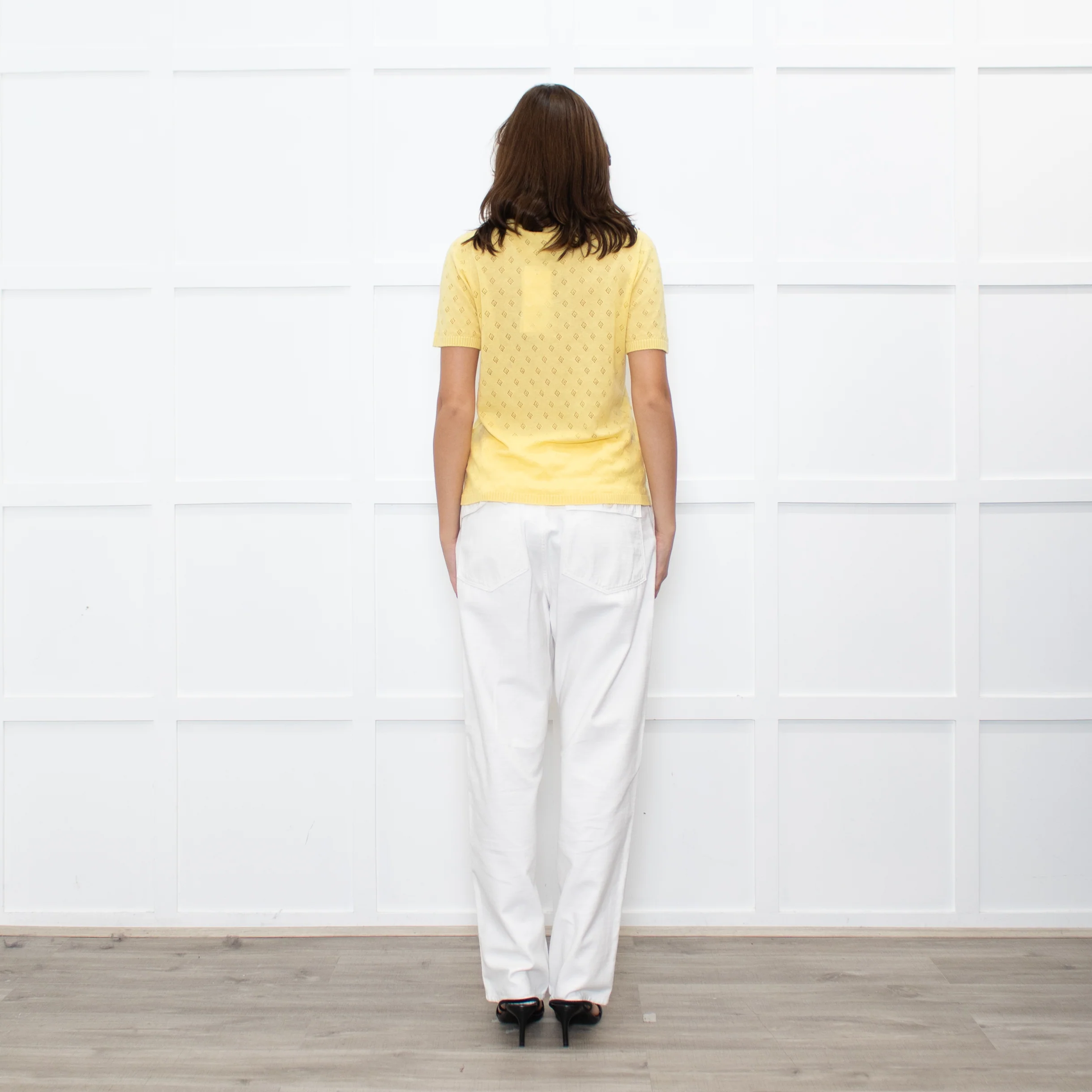 Majestic Filatures Yellow Cashmere Pointelle Short Sleeve Top - Image 5