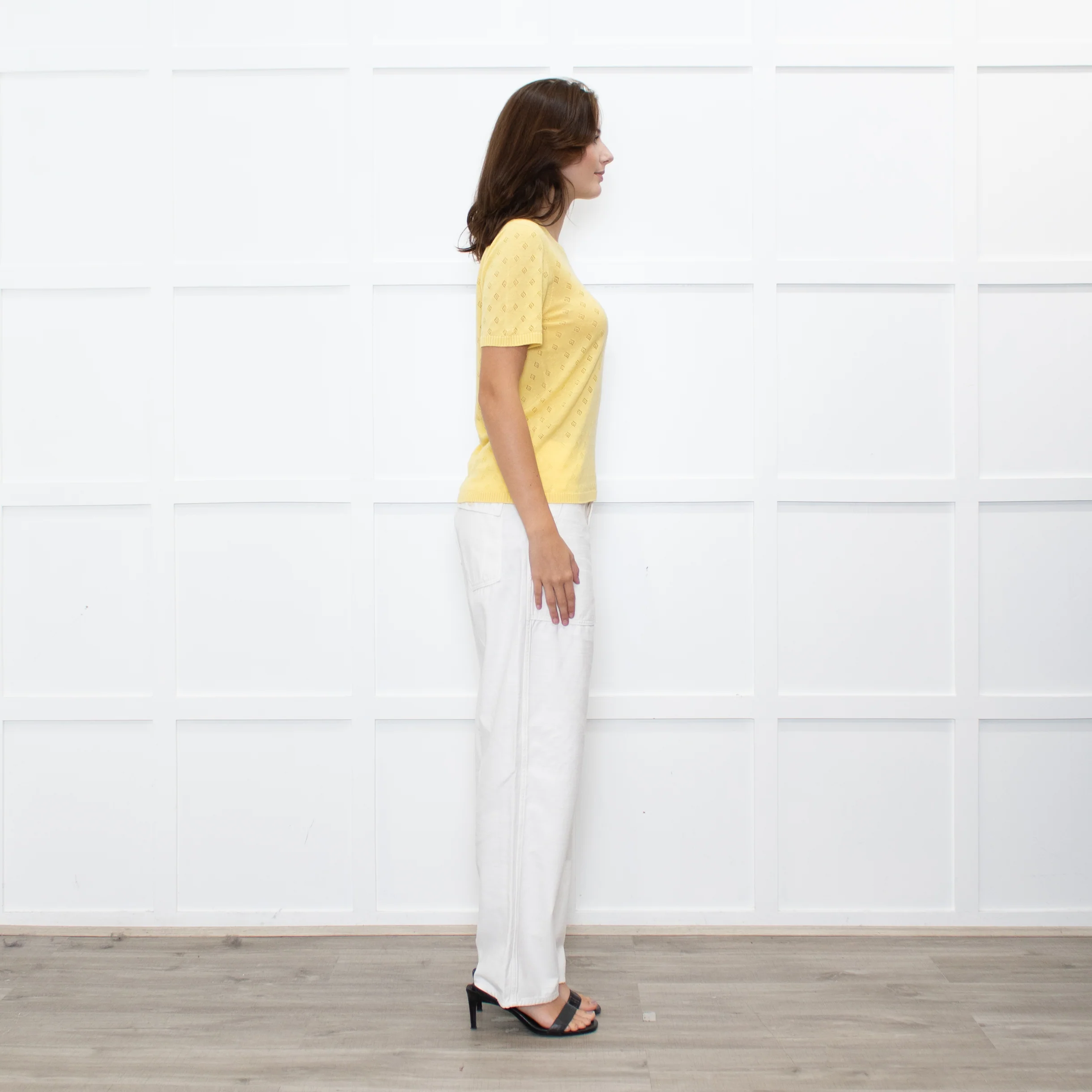 Majestic Filatures Yellow Cashmere Pointelle Short Sleeve Top - Image 6