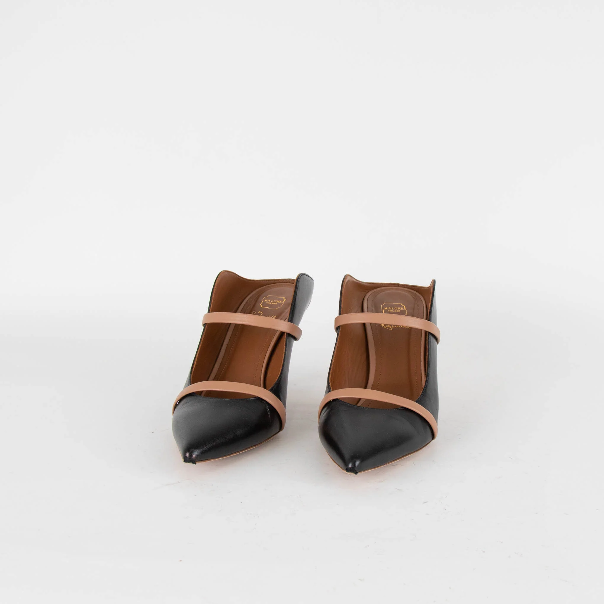 Malone Souliers Maureen Black Brown Detail Leather Heel Shoes - Image 2