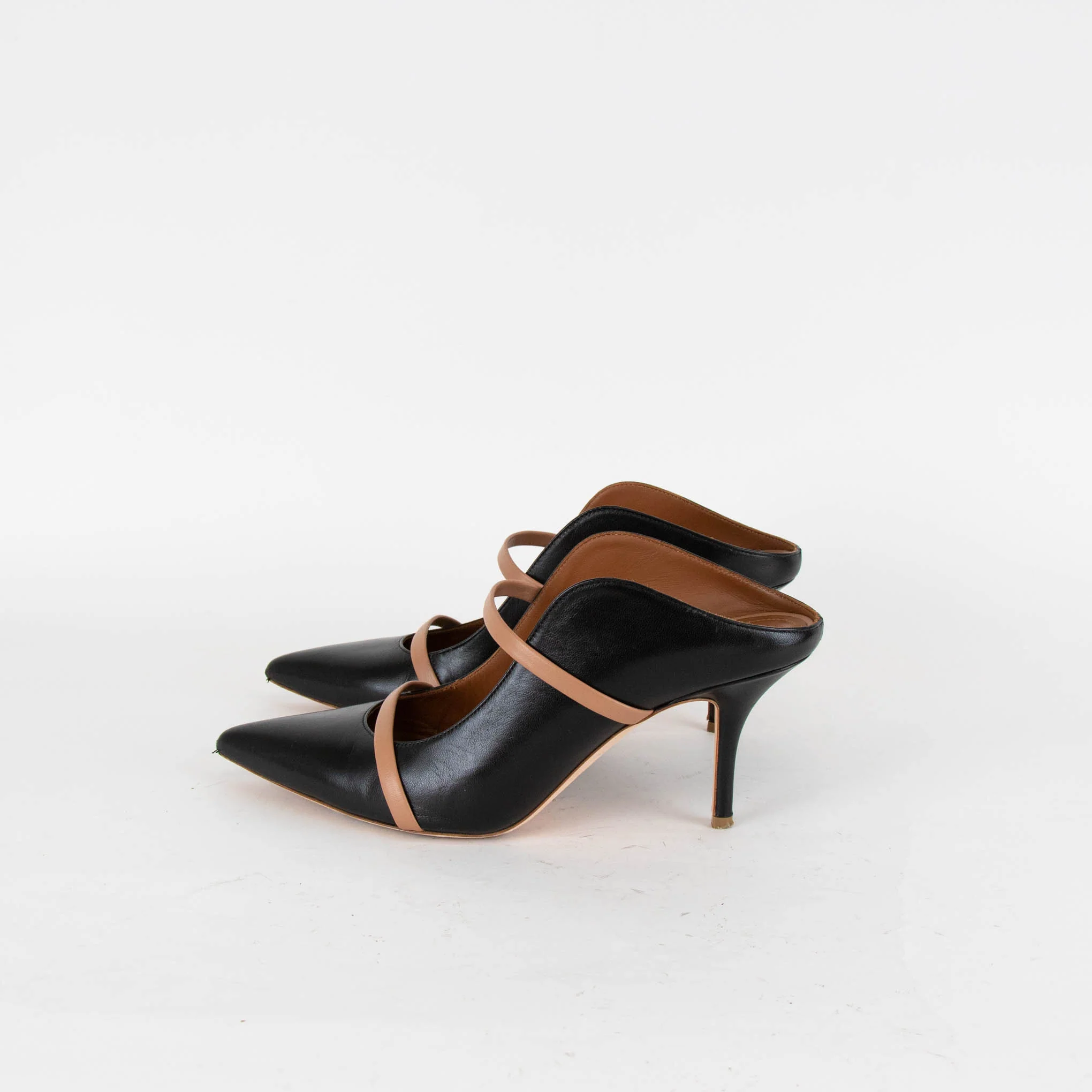 Malone Souliers Maureen Black Brown Detail Leather Heel Shoes - Image 3
