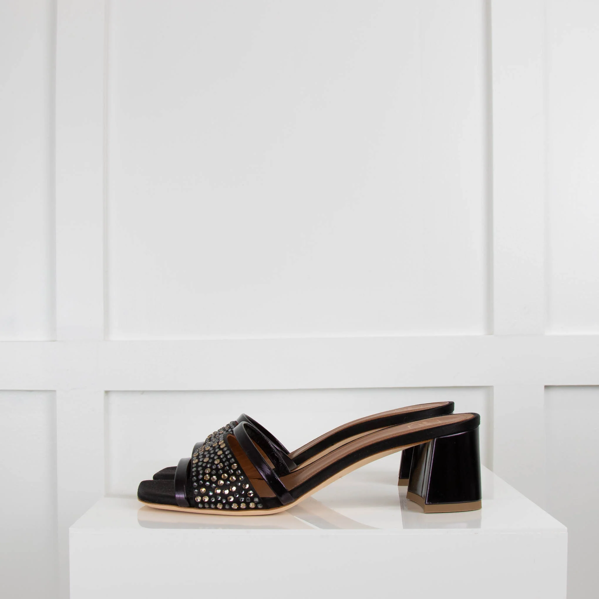 Malone Souliers Black Crystal Heeled Mules - Image 3