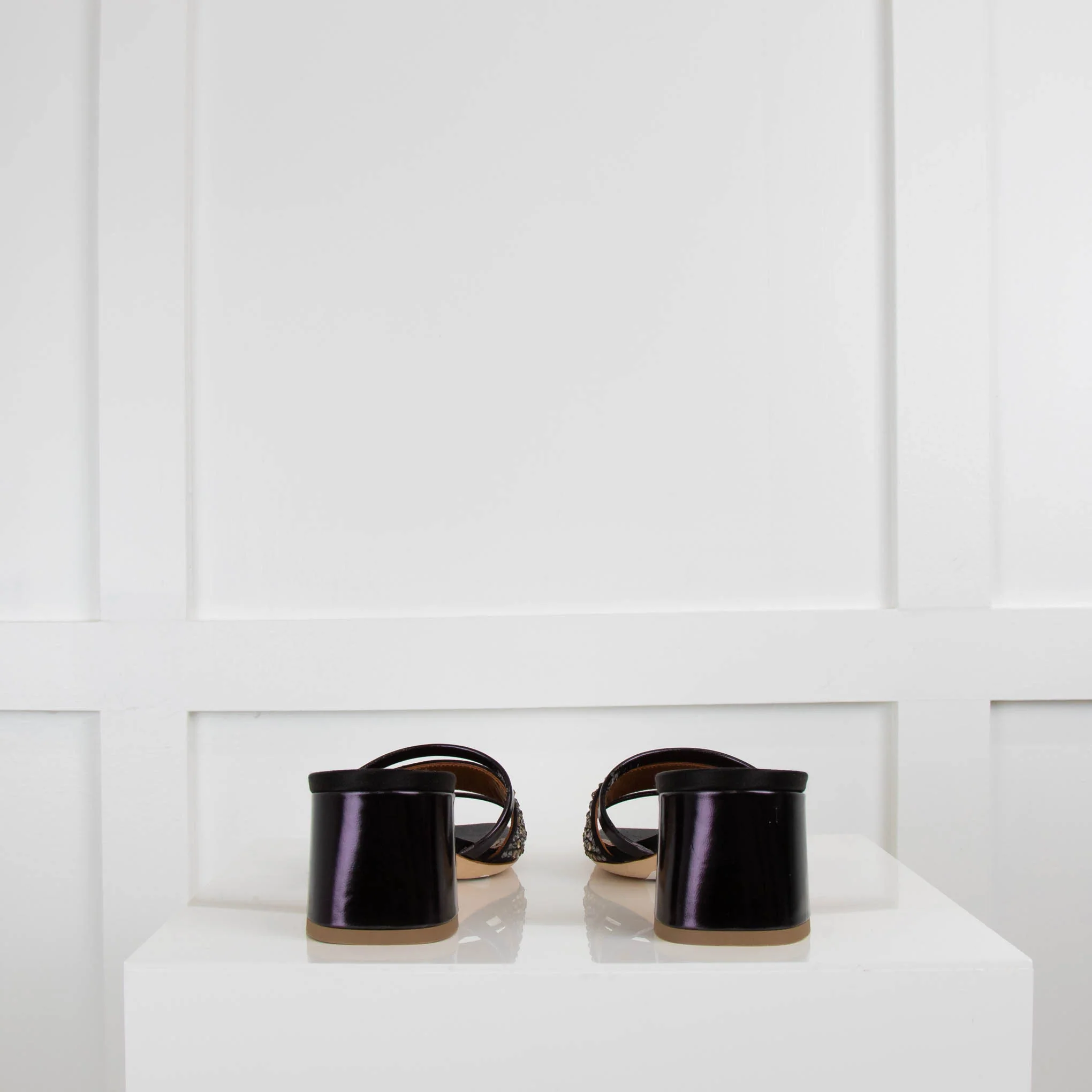 Malone Souliers Black Crystal Heeled Mules - Image 4