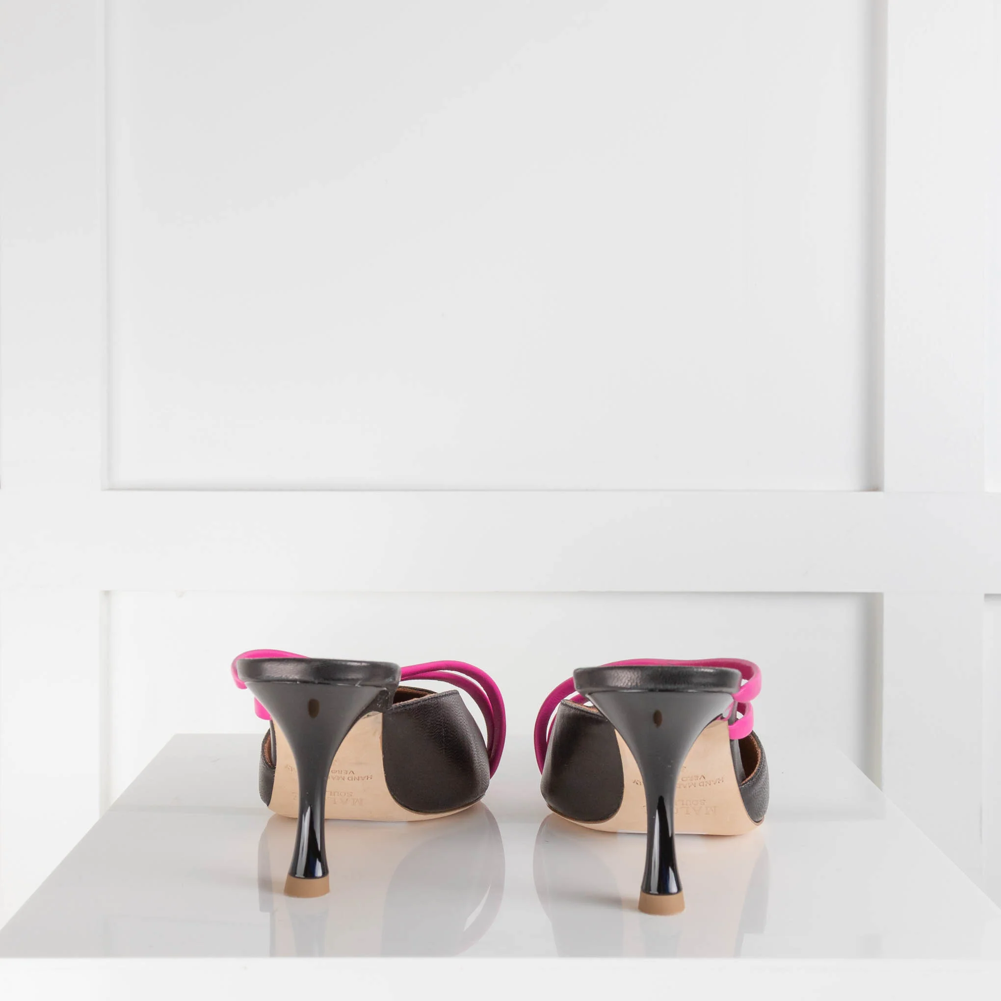 Malone Souliers Black Heels with Fuschia Straps - Image 4