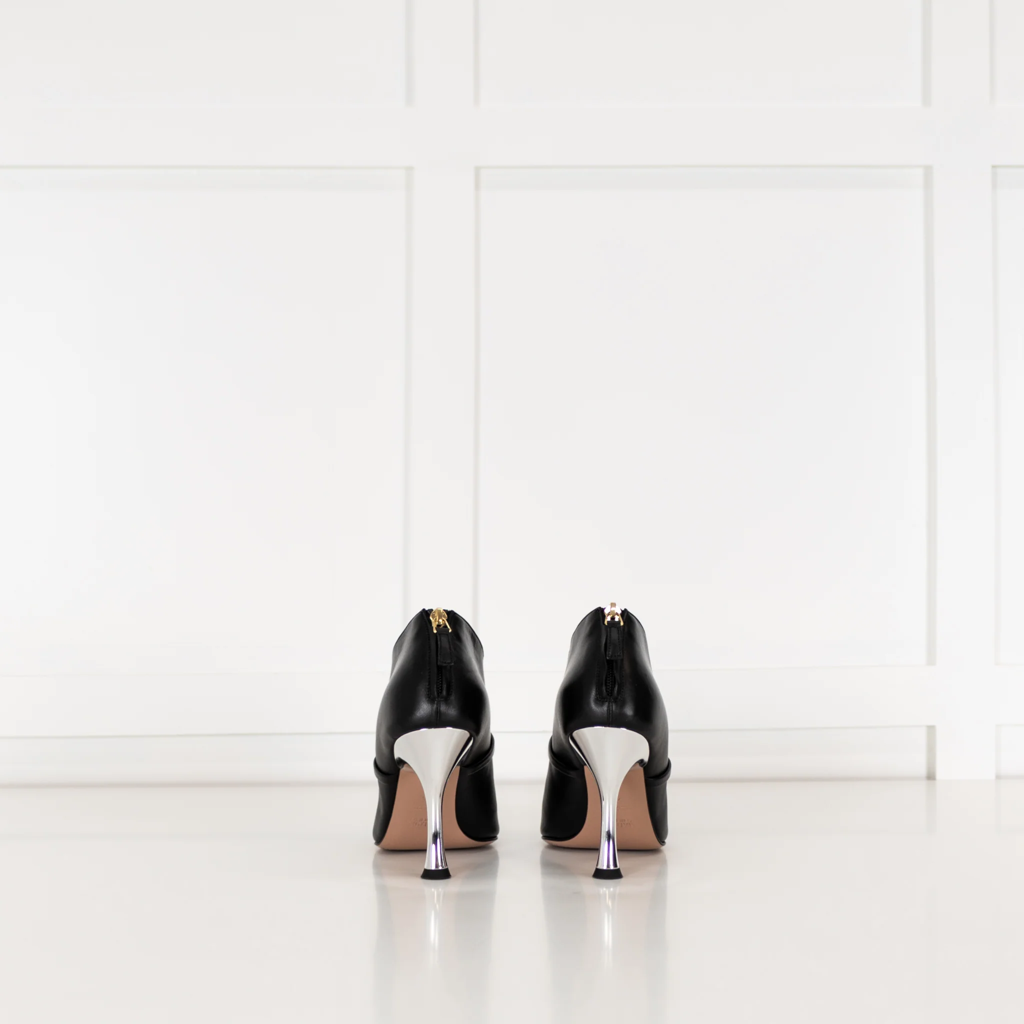 Malone Souliers Black Pointed Toe Ankle Boots with Silver Heel - Image 4