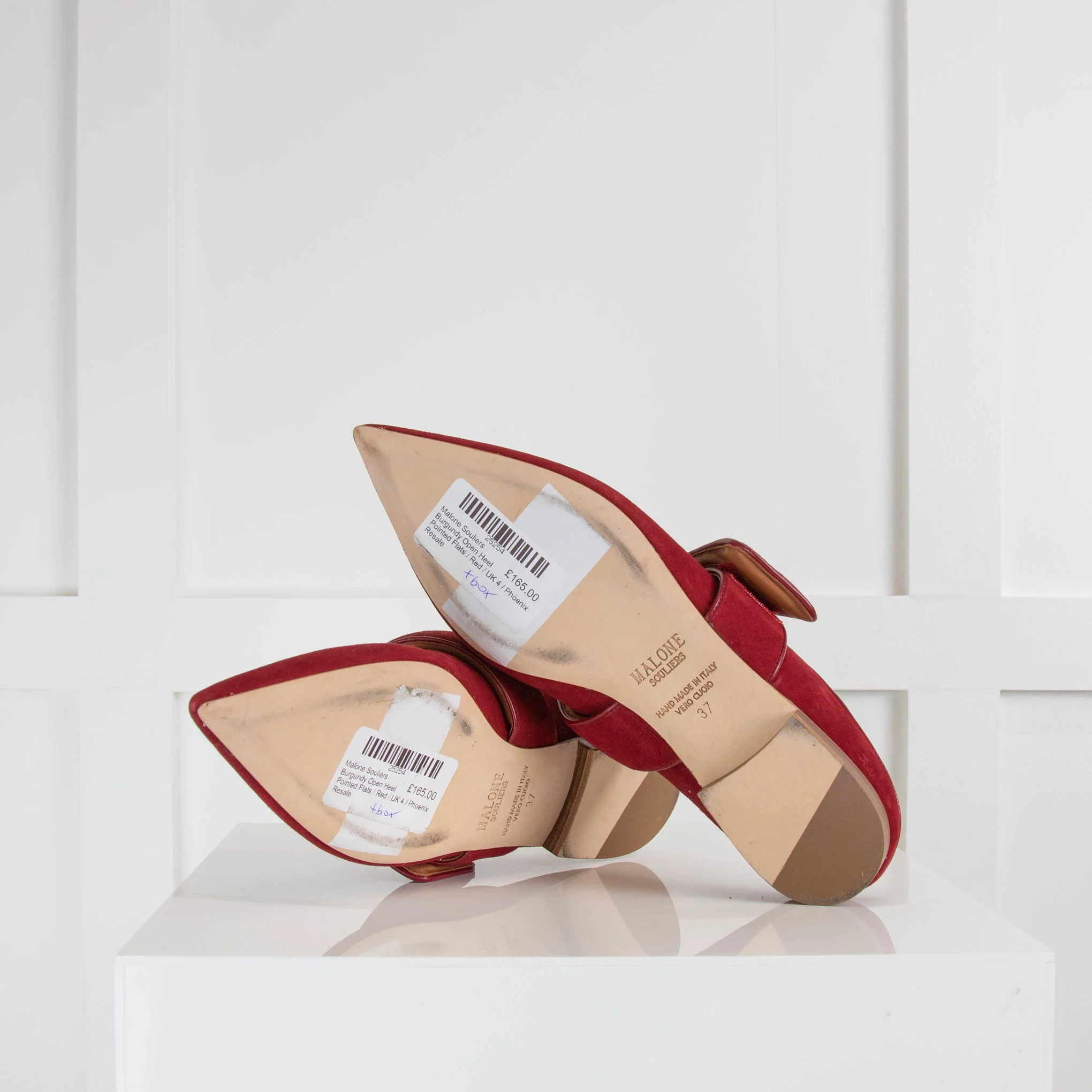Malone Souliers Burgundy Open Heel Pointed Flats - Image 5