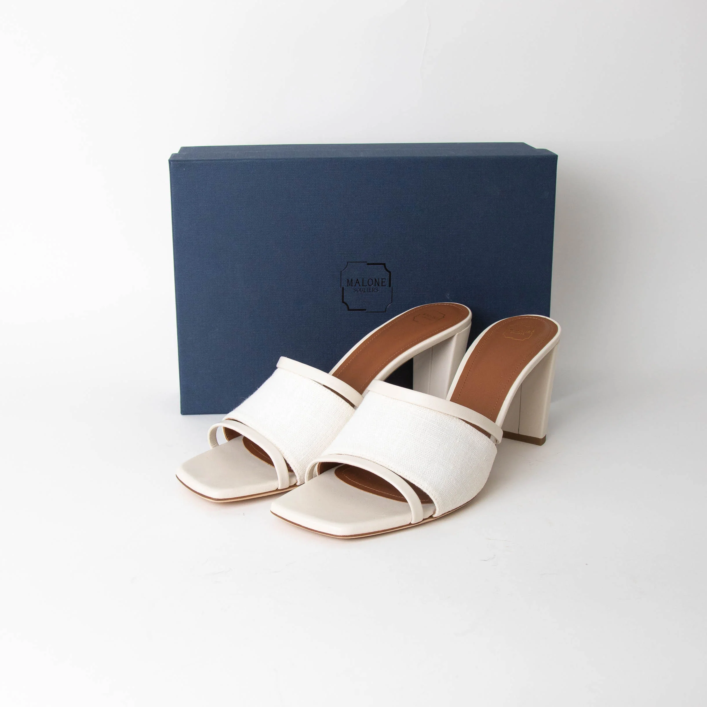 Malone Souliers Demi White HIgh Sandals - Image 2