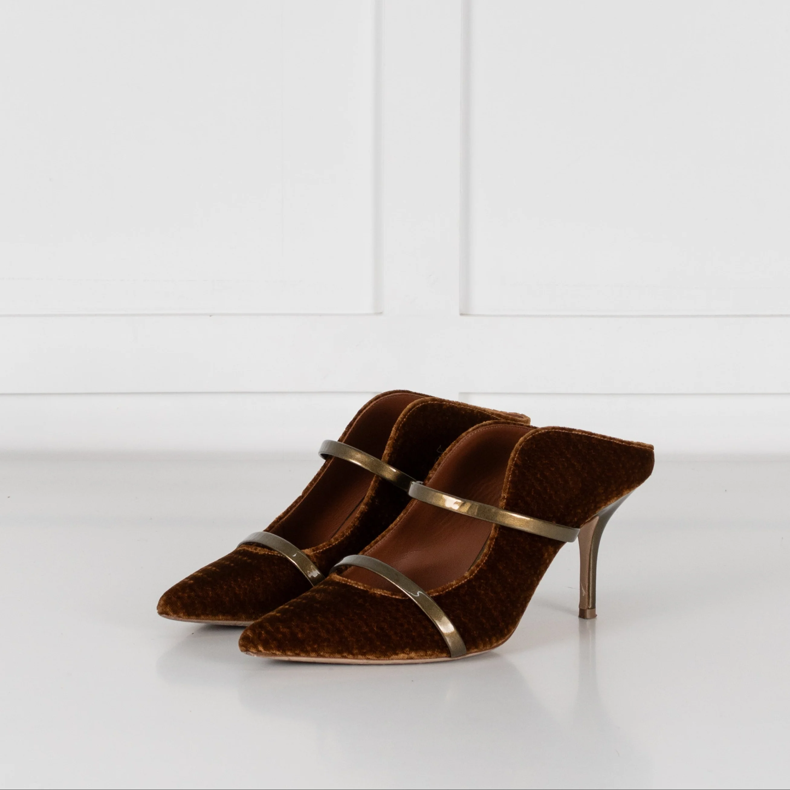 Malone Souliers Gold & Mustard Velvet Shoes
