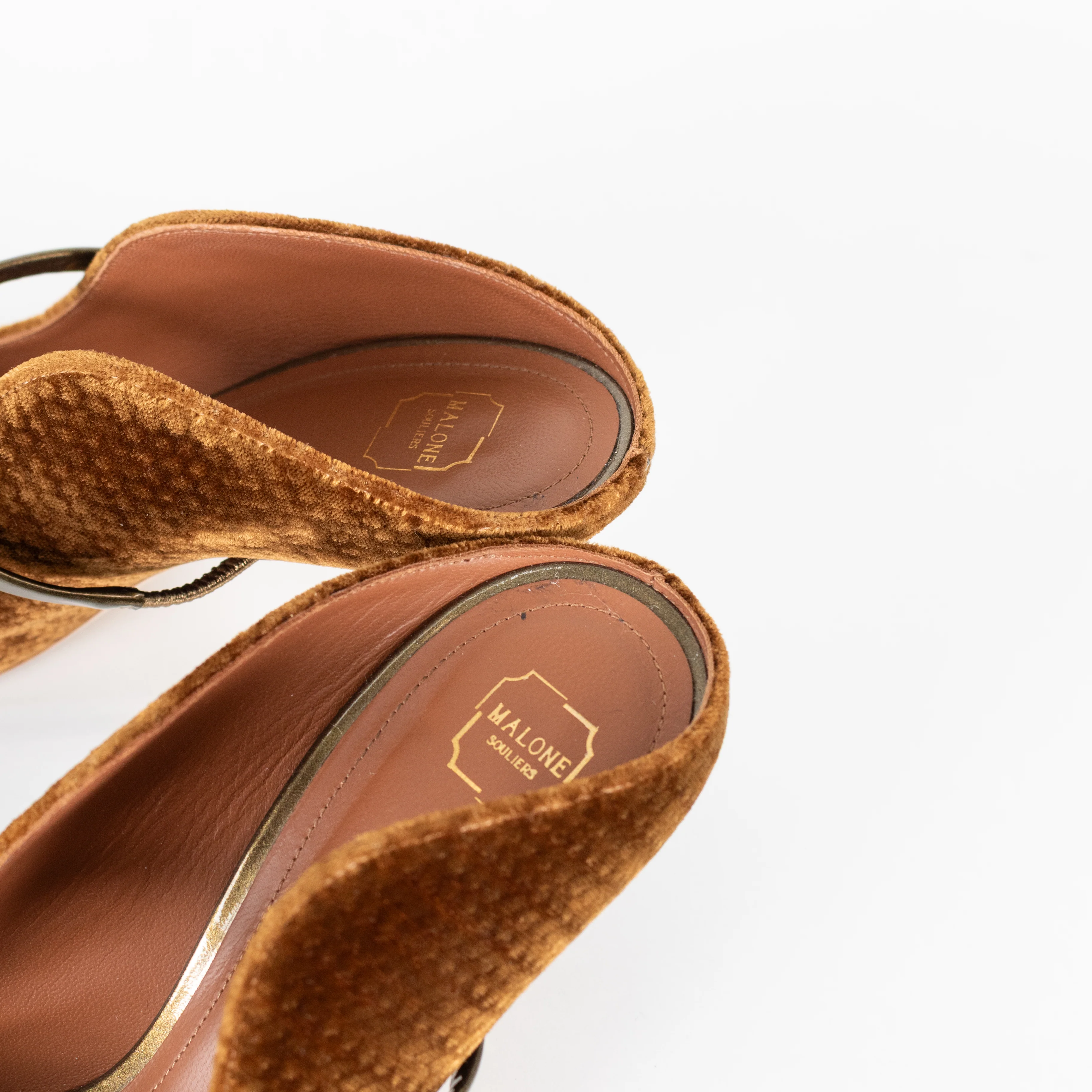Malone Souliers Gold & Mustard Velvet Shoes - Image 10