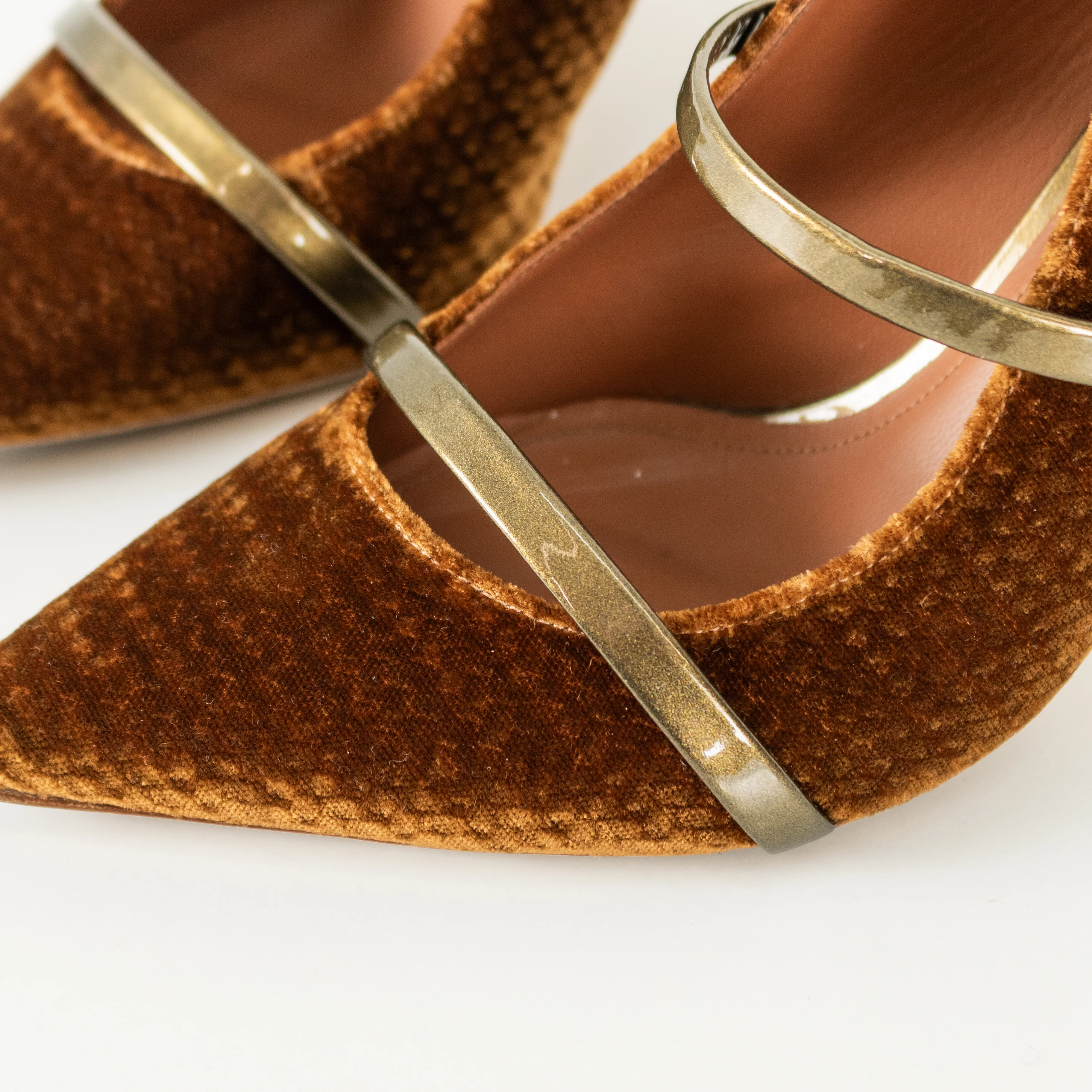Malone Souliers Gold & Mustard Velvet Shoes - Image 12