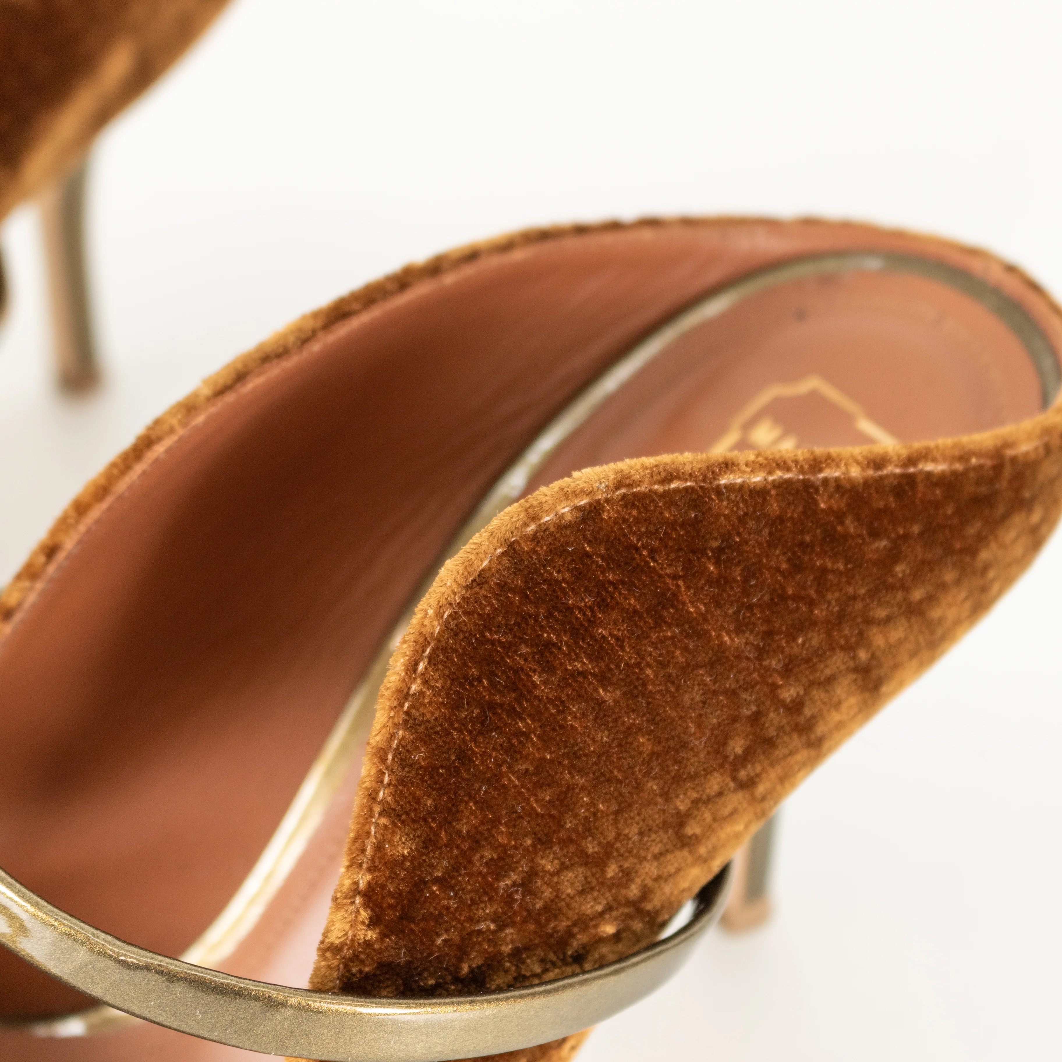 Malone Souliers Gold & Mustard Velvet Shoes - Image 13