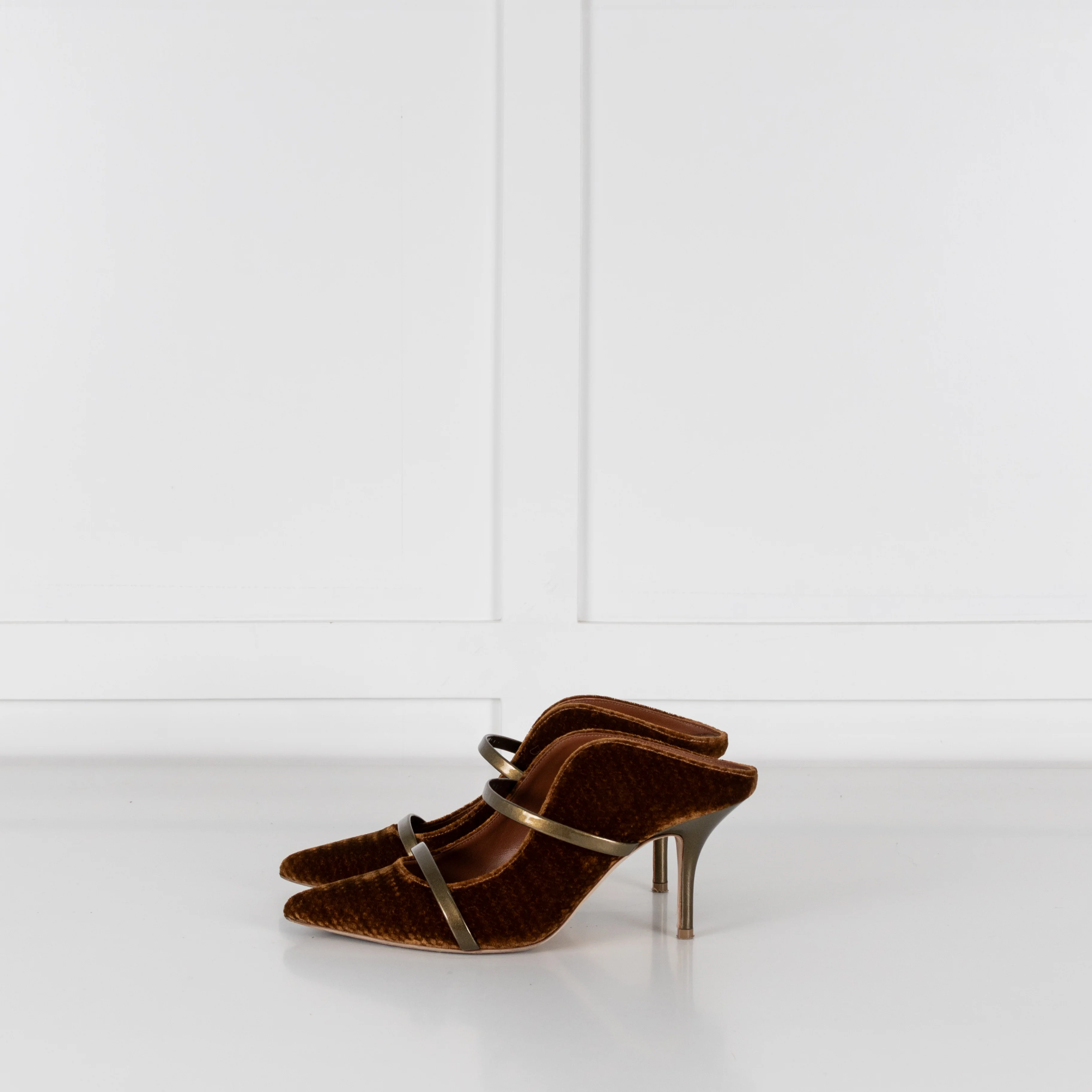 Malone Souliers Gold & Mustard Velvet Shoes - Image 4