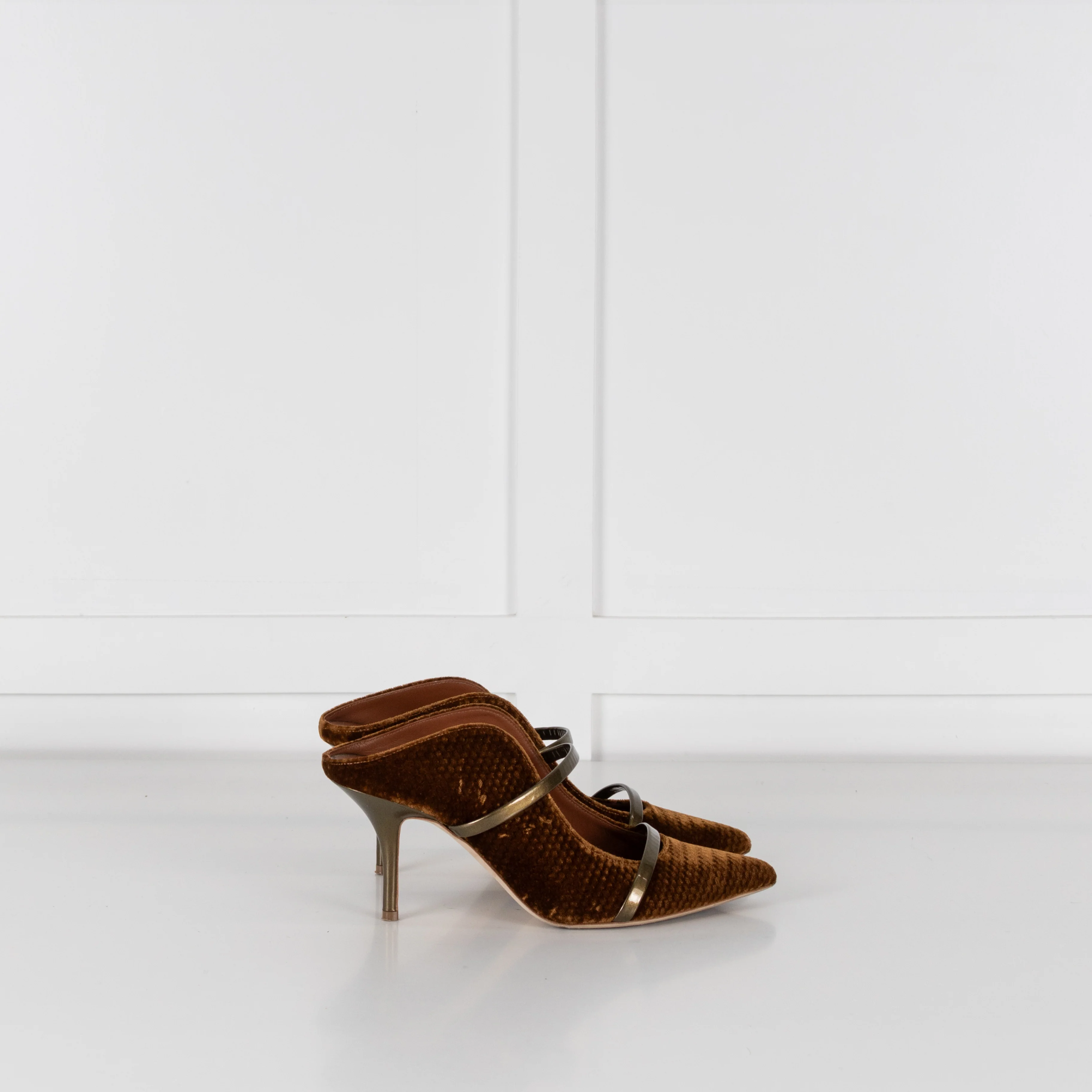 Malone Souliers Gold & Mustard Velvet Shoes - Image 6