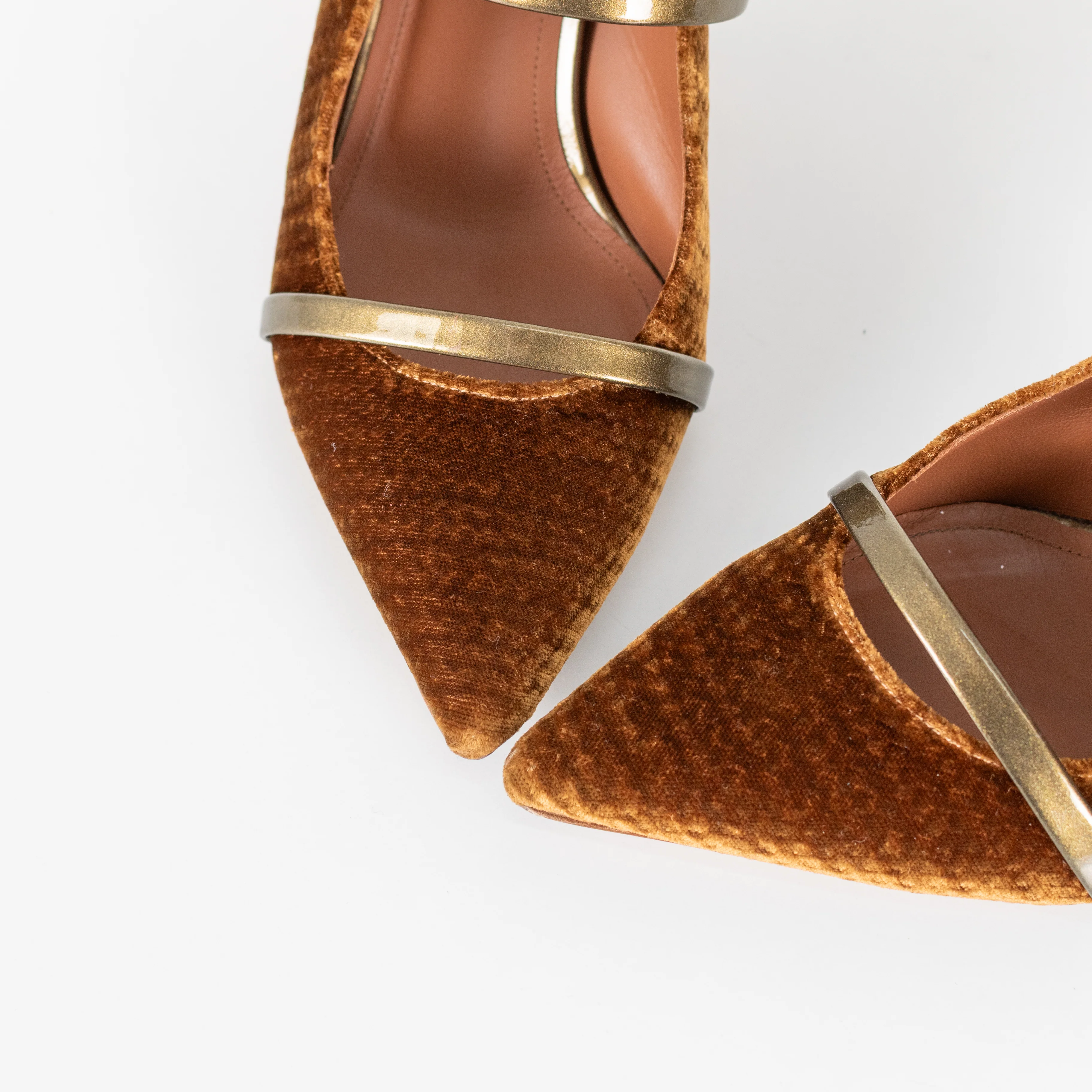 Malone Souliers Gold & Mustard Velvet Shoes - Image 9